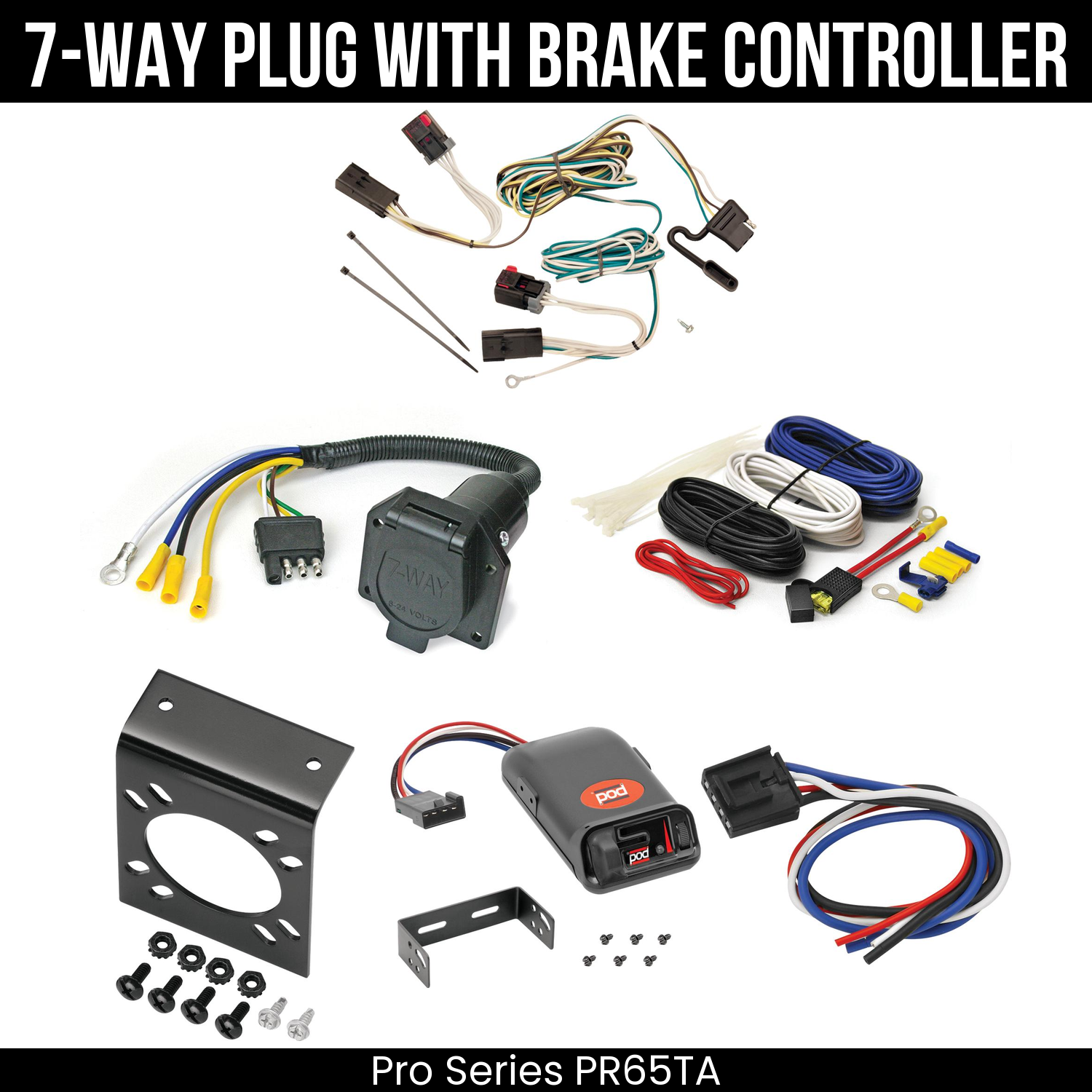 Trailer Wiring 7-Way Economy Plug w/ Bracket , Pro Series POD Brake Control
