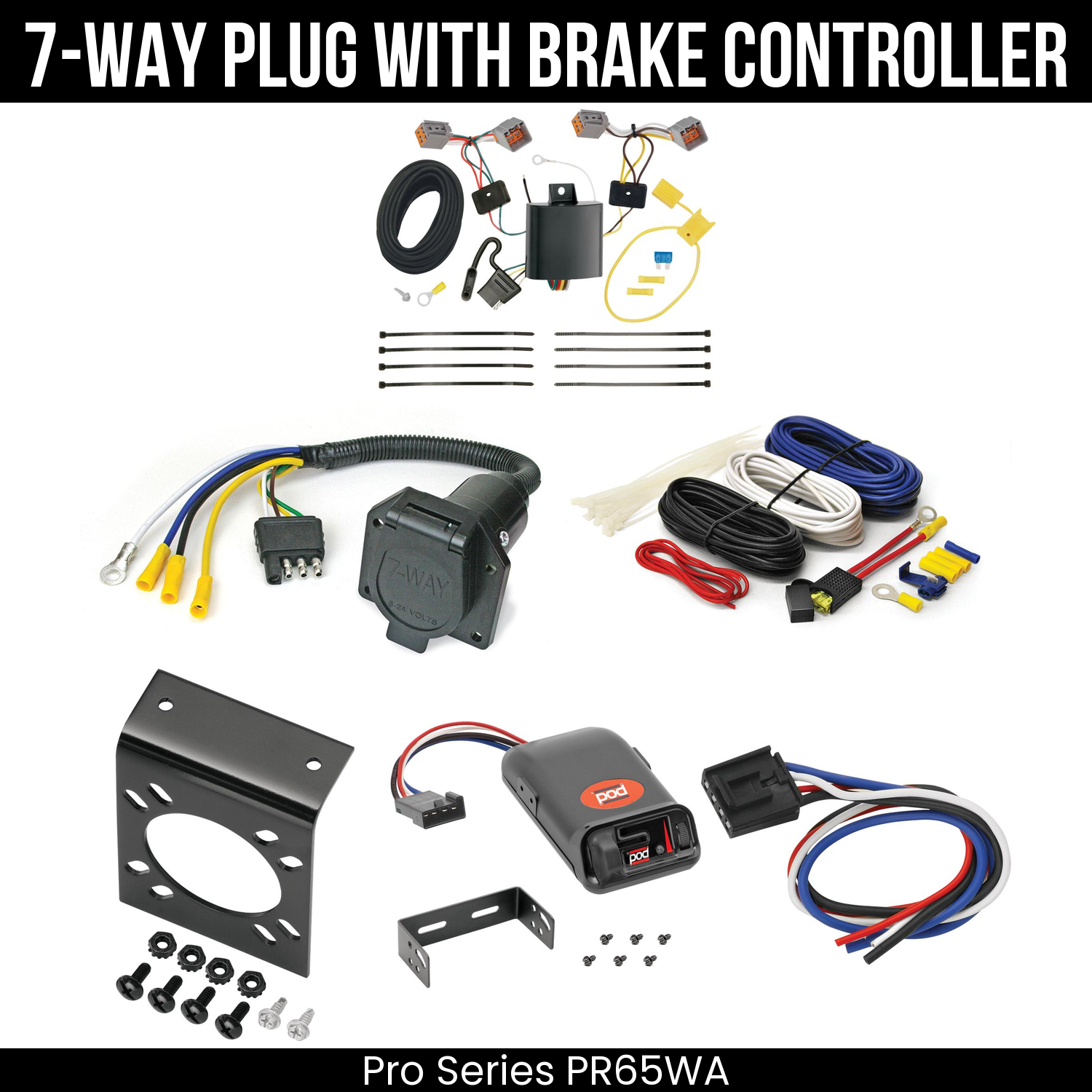 Trailer Wiring 7-Way Economy Plug w/ Bracket , Pro Series POD Brake Control