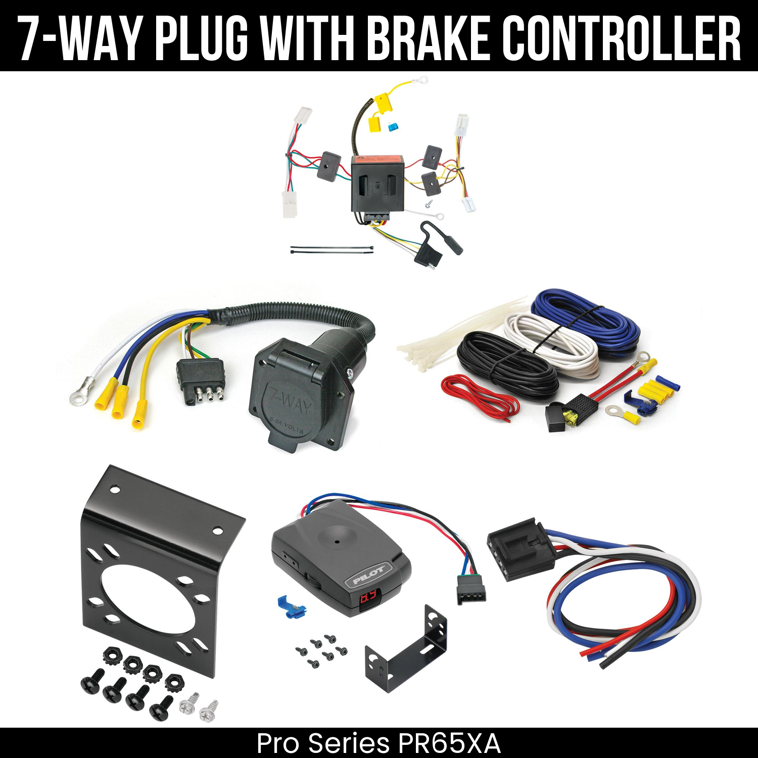Trailer Wiring 7-Way Economy Plug w/ Bracket , Pro Series Pilot Brake Control