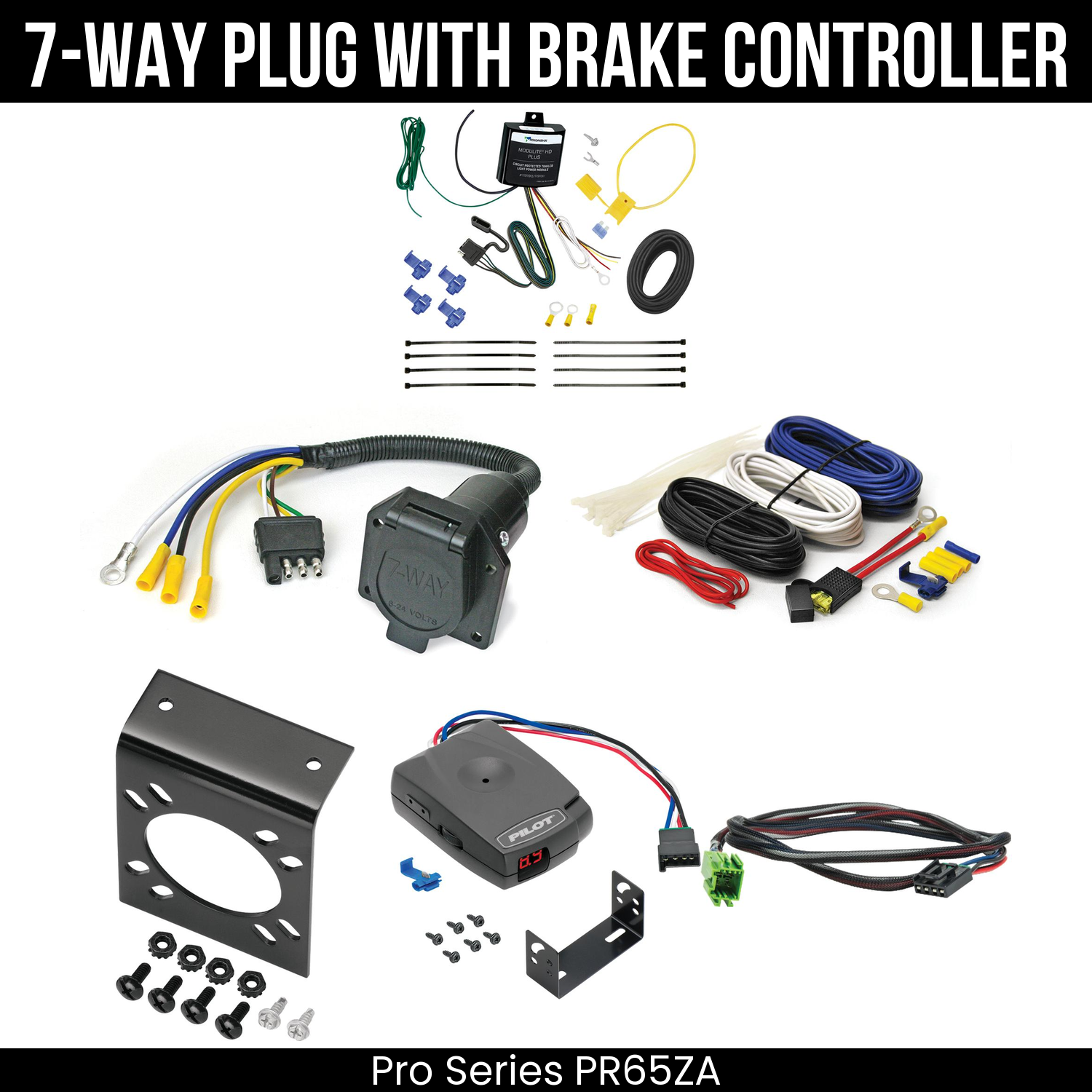 Trailer Wiring 7-Way Economy Plug w/ Bracket , Pro Series Pilot Brake Control