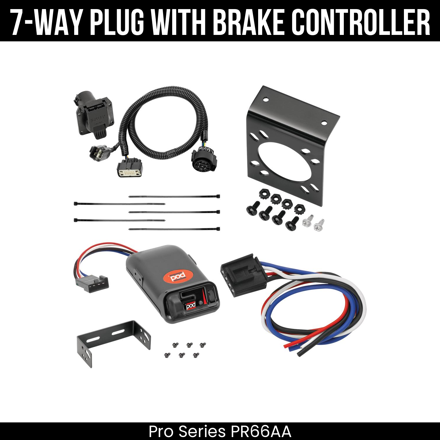 Trailer Wiring 7-Way Plug w/ Bracket , Pro Series POD Brake Control