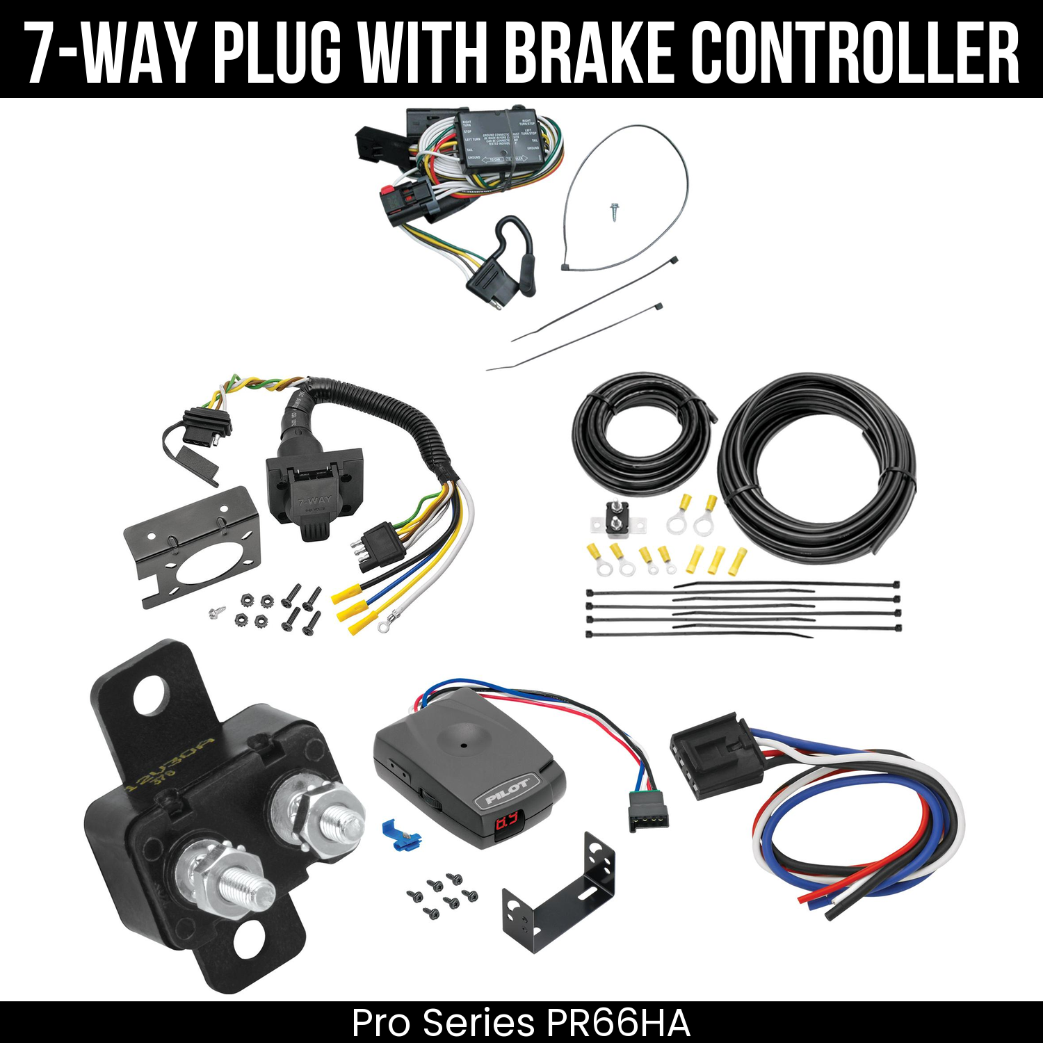Trailer Wiring 7-Way Plug w/ Bracket , Pro Series Pilot Brake Control