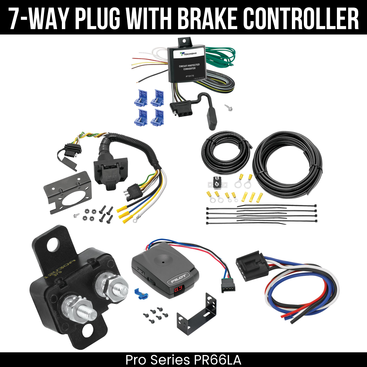 Trailer Wiring 7-Way Plug w/ Bracket , Pro Series Pilot Brake Control