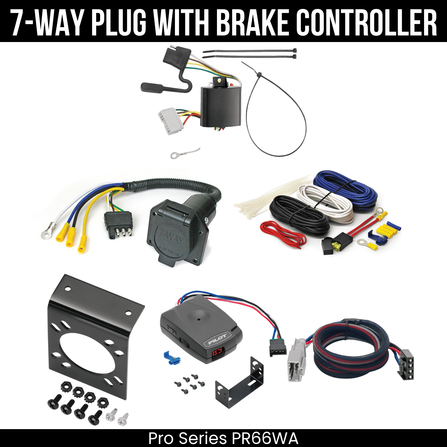 Trailer Wiring 7-Way Economy Plug w/ Bracket , Pro Series Pilot Brake Control