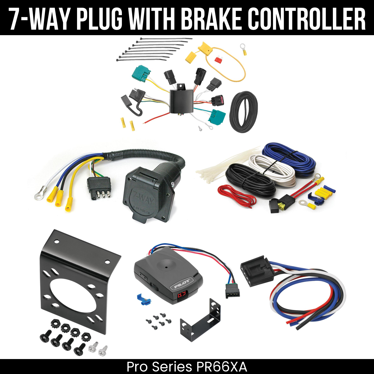 Trailer Wiring 7-Way Economy Plug w/ Bracket , Pro Series Pilot Brake Control