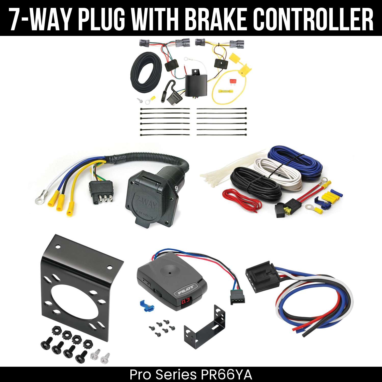 Trailer Wiring 7-Way Economy Plug w/ Bracket , Pro Series Pilot Brake Control