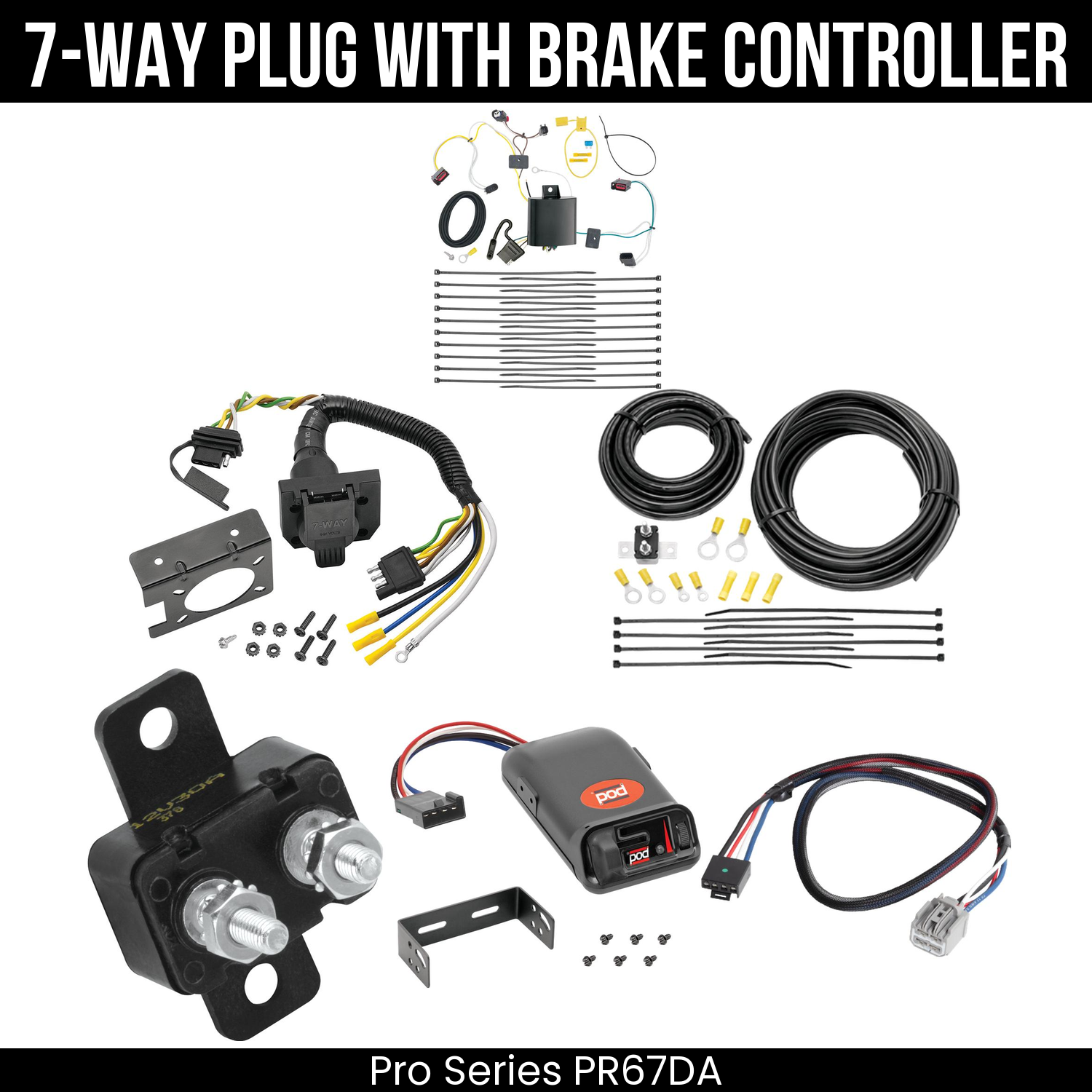 Trailer Wiring 7-Way Plug w/ Bracket , Pro Series POD Brake Control