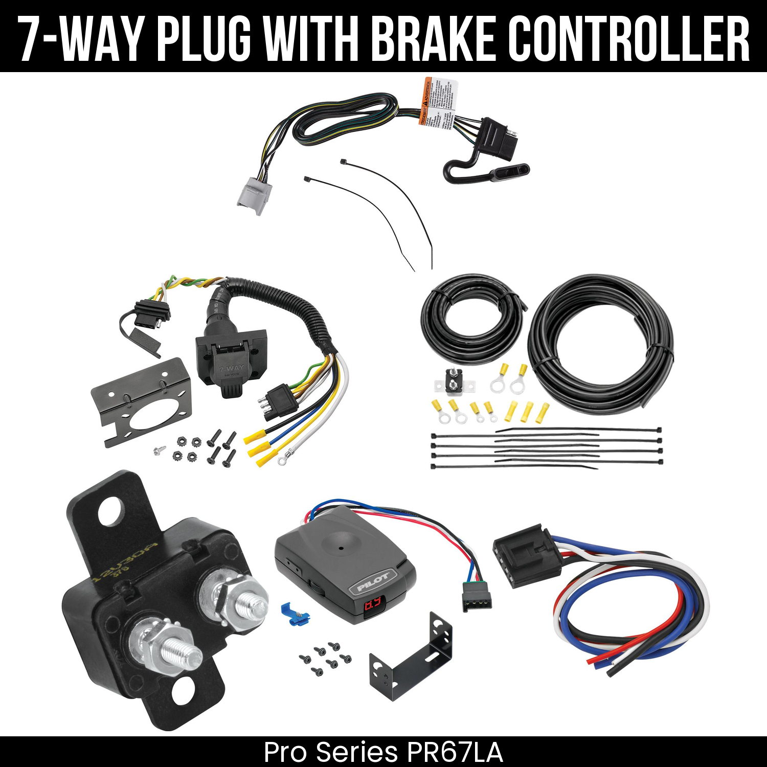 Trailer Wiring 7-Way Plug w/ Bracket , Pro Series Pilot Brake Control