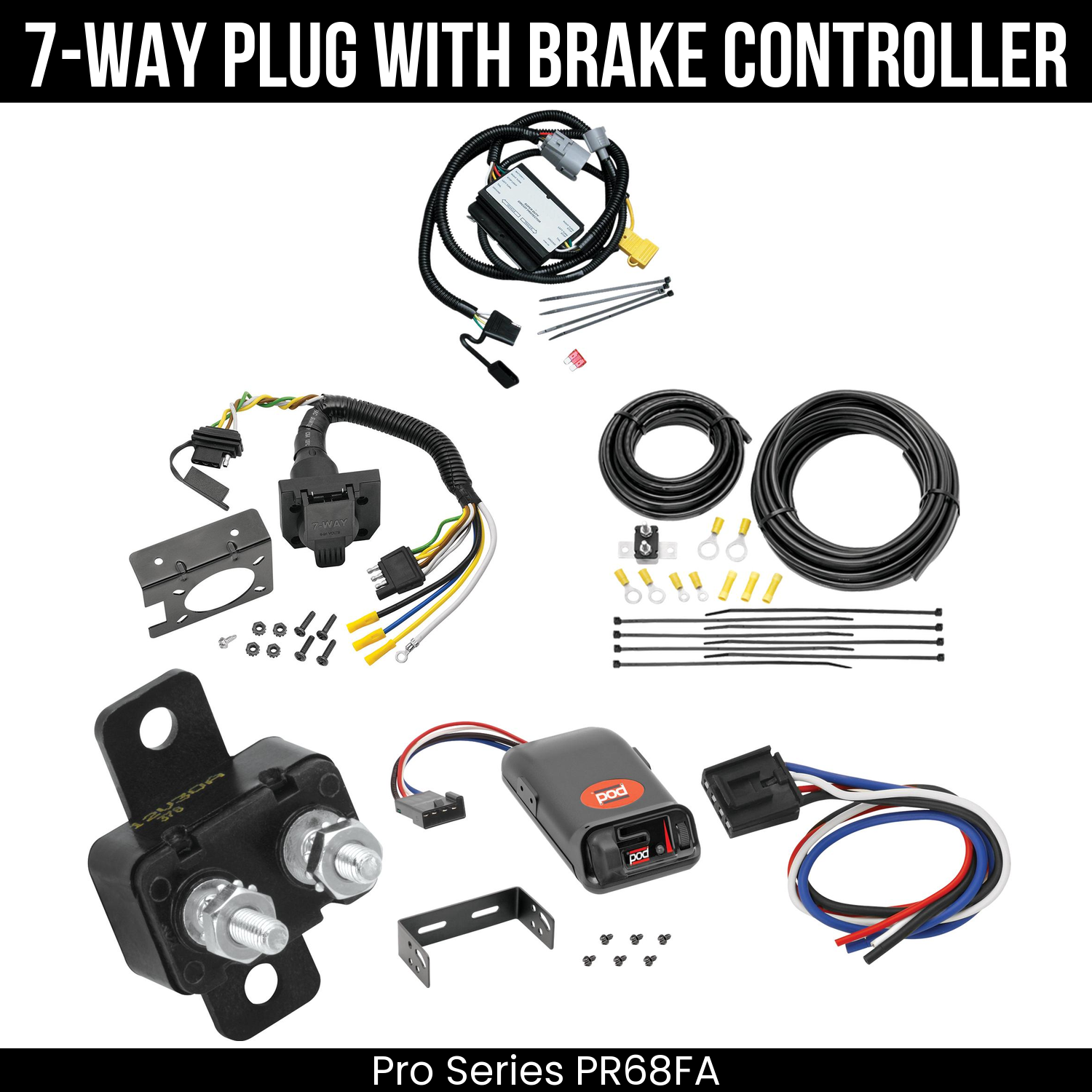 Trailer Wiring 7-Way Plug w/ Bracket , Pro Series POD Brake Control