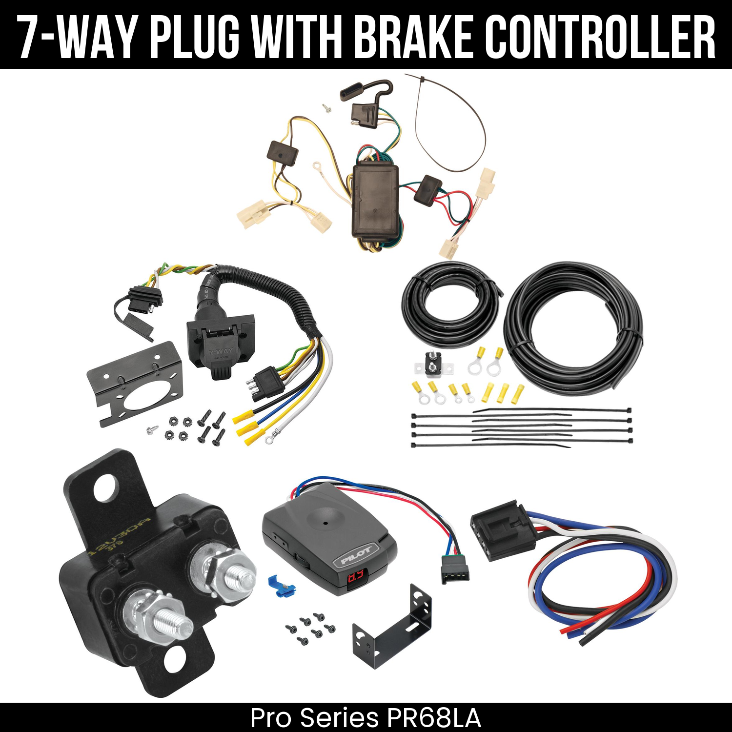 Trailer Wiring 7-Way Plug w/ Bracket , Pro Series Pilot Brake Control