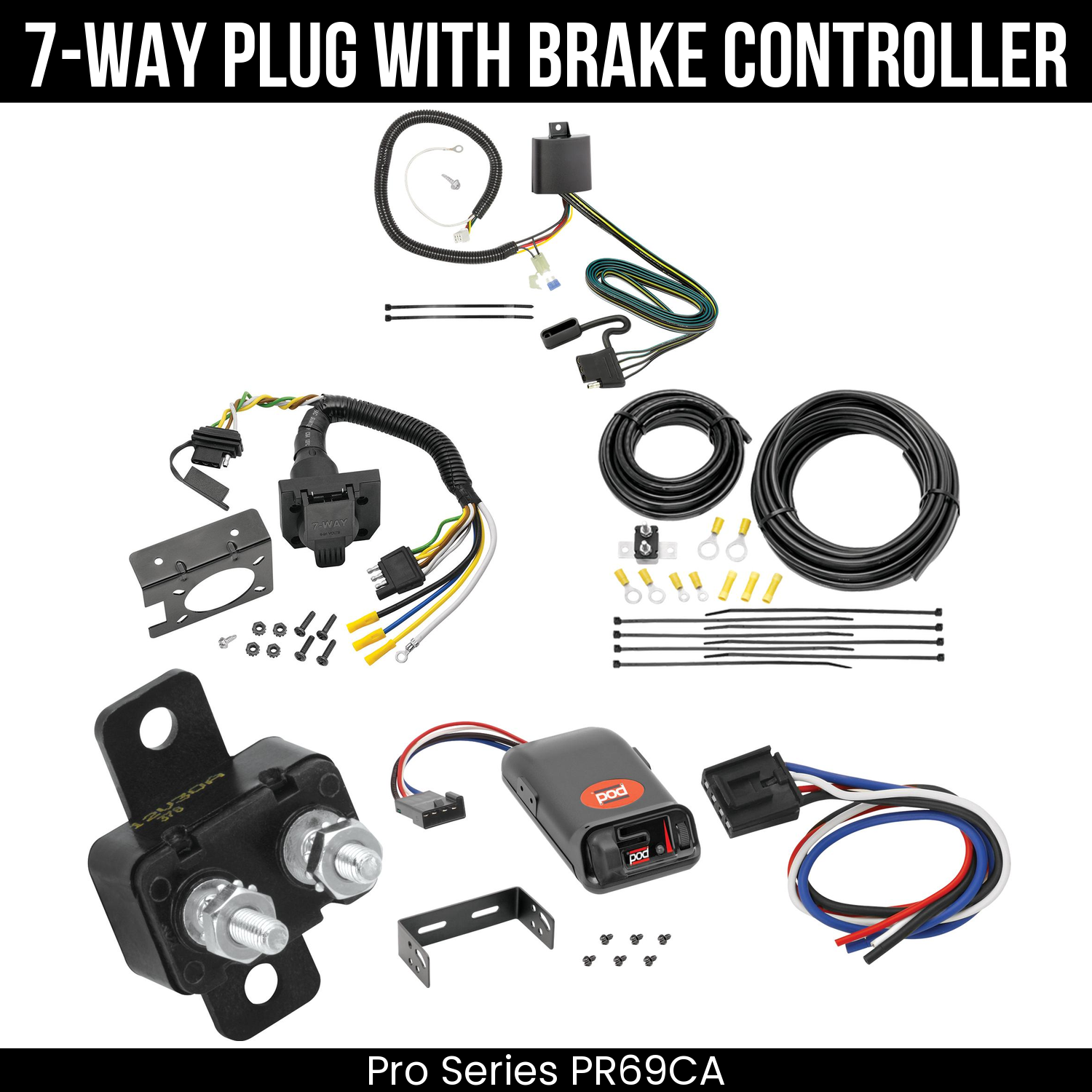 Trailer Wiring 7-Way Plug w/ Bracket , Pro Series POD Brake Control