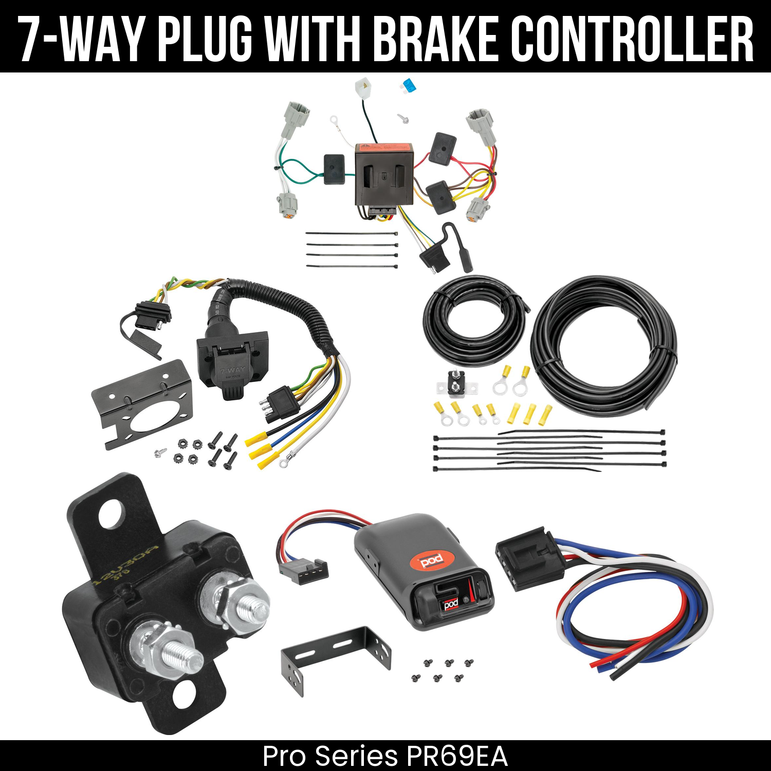 Trailer Wiring 7-Way Plug w/ Bracket , Pro Series POD Brake Control