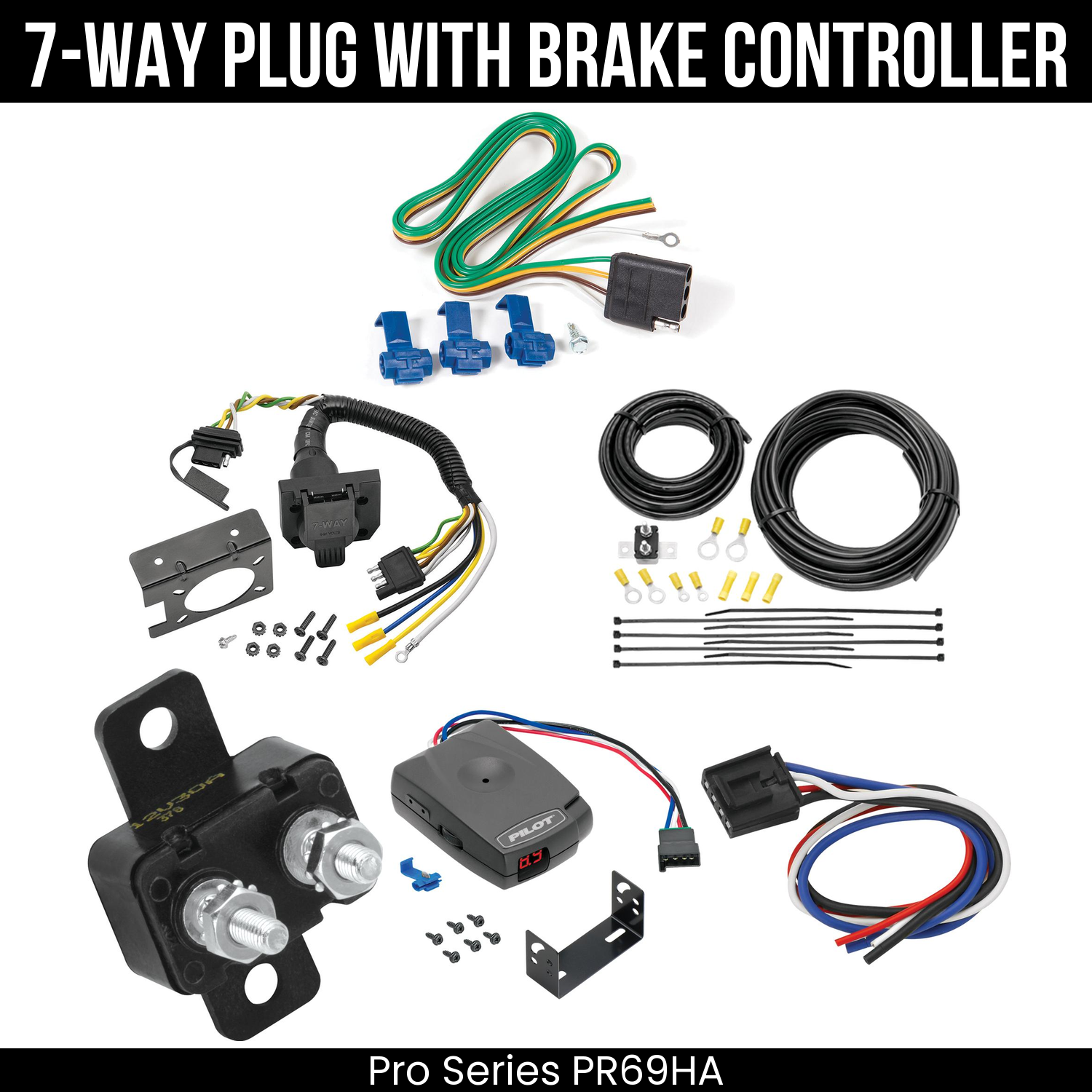 Trailer Wiring 7-Way Plug w/ Bracket , Pro Series Pilot Brake Control