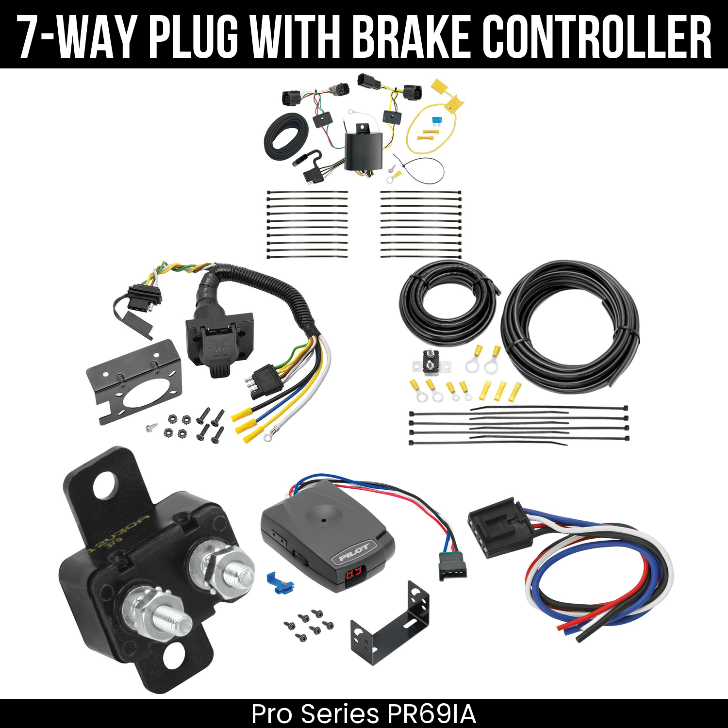 Trailer Wiring 7-Way Plug w/ Bracket , Pro Series Pilot Brake Control