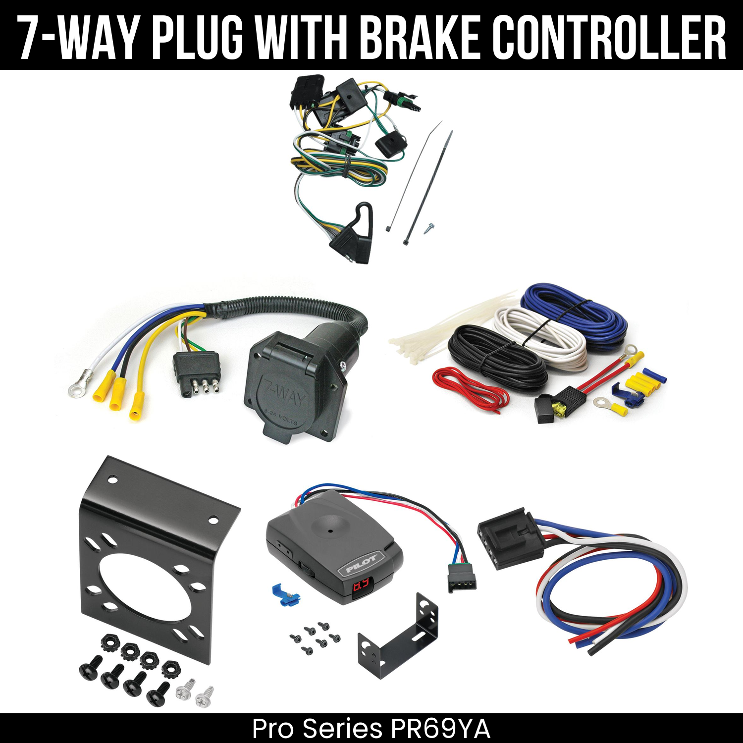 Trailer Wiring 7-Way Economy Plug w/ Bracket , Pro Series Pilot Brake Control