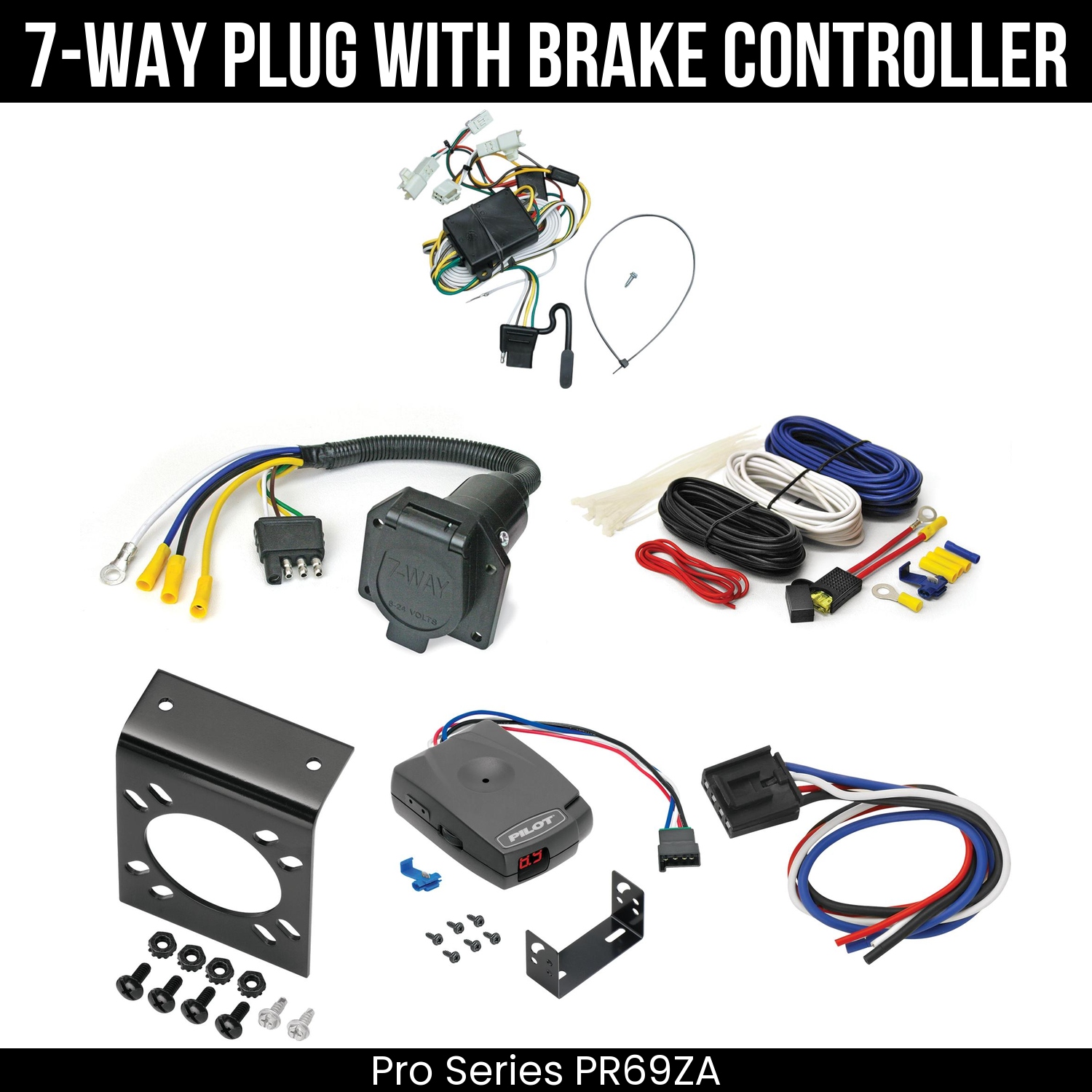 Trailer Wiring 7-Way Economy Plug w/ Bracket , Pro Series Pilot Brake Control
