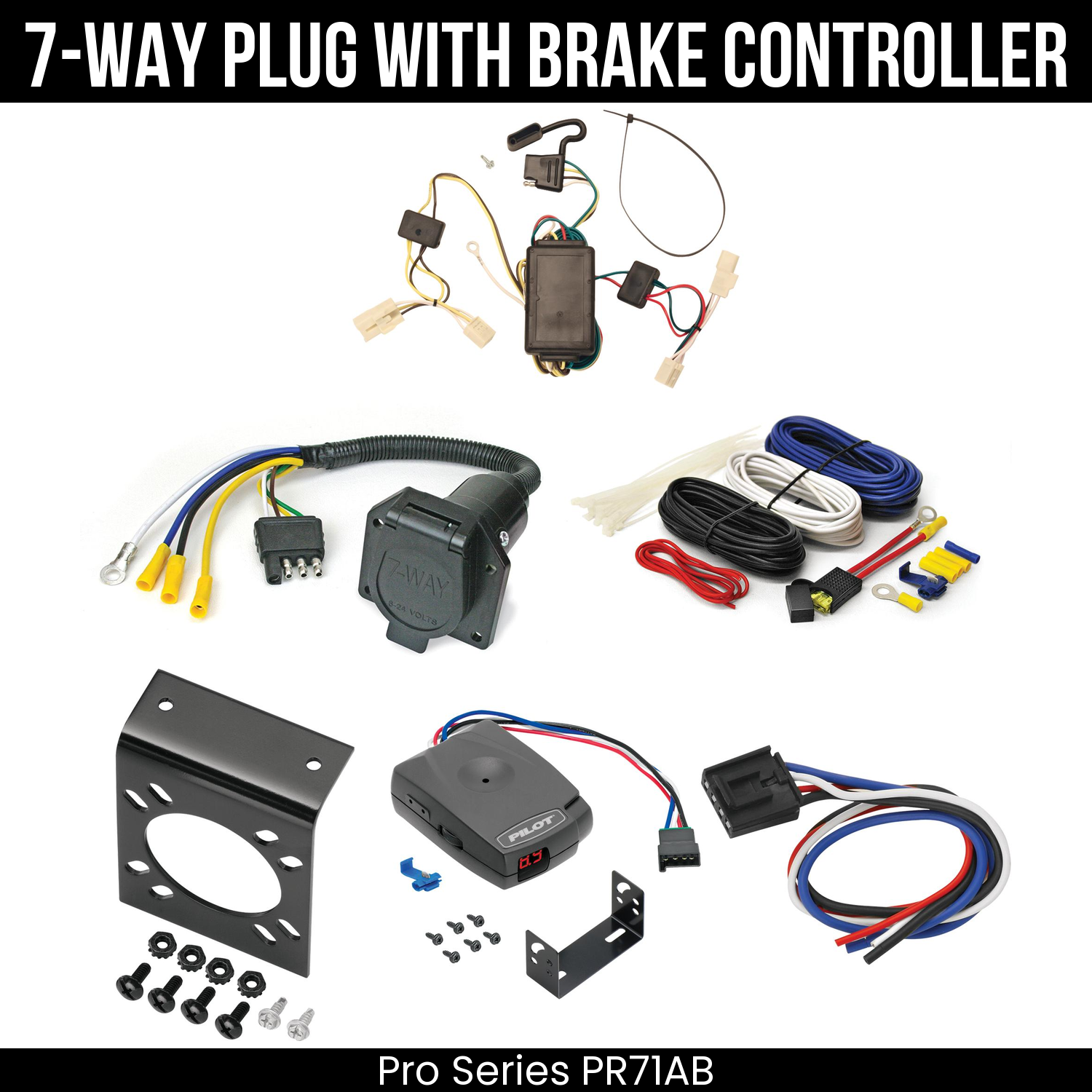 Trailer Wiring 7-Way Economy Plug w/ Bracket , Pro Series Pilot Brake Control