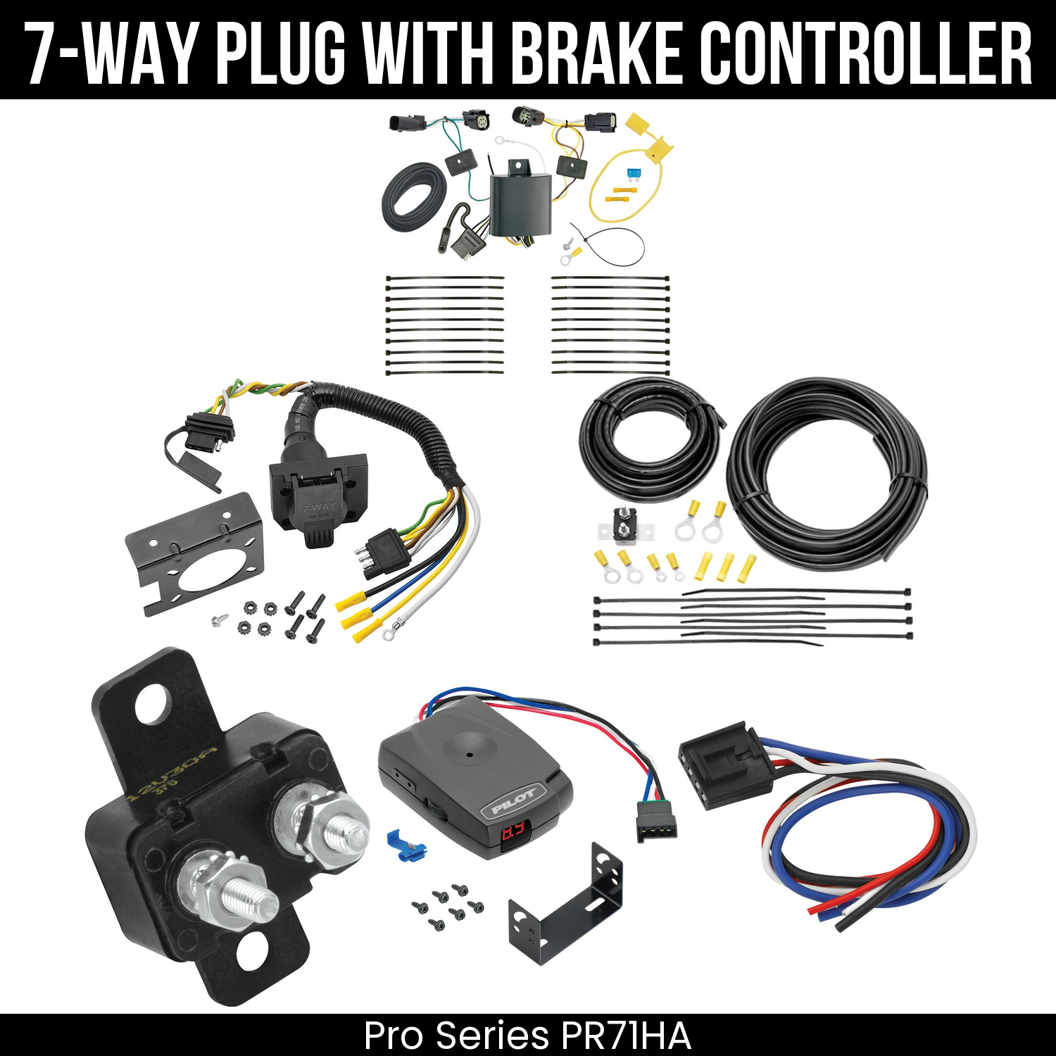 Trailer Wiring 7-Way Plug w/ Bracket , Pro Series Pilot Brake Control