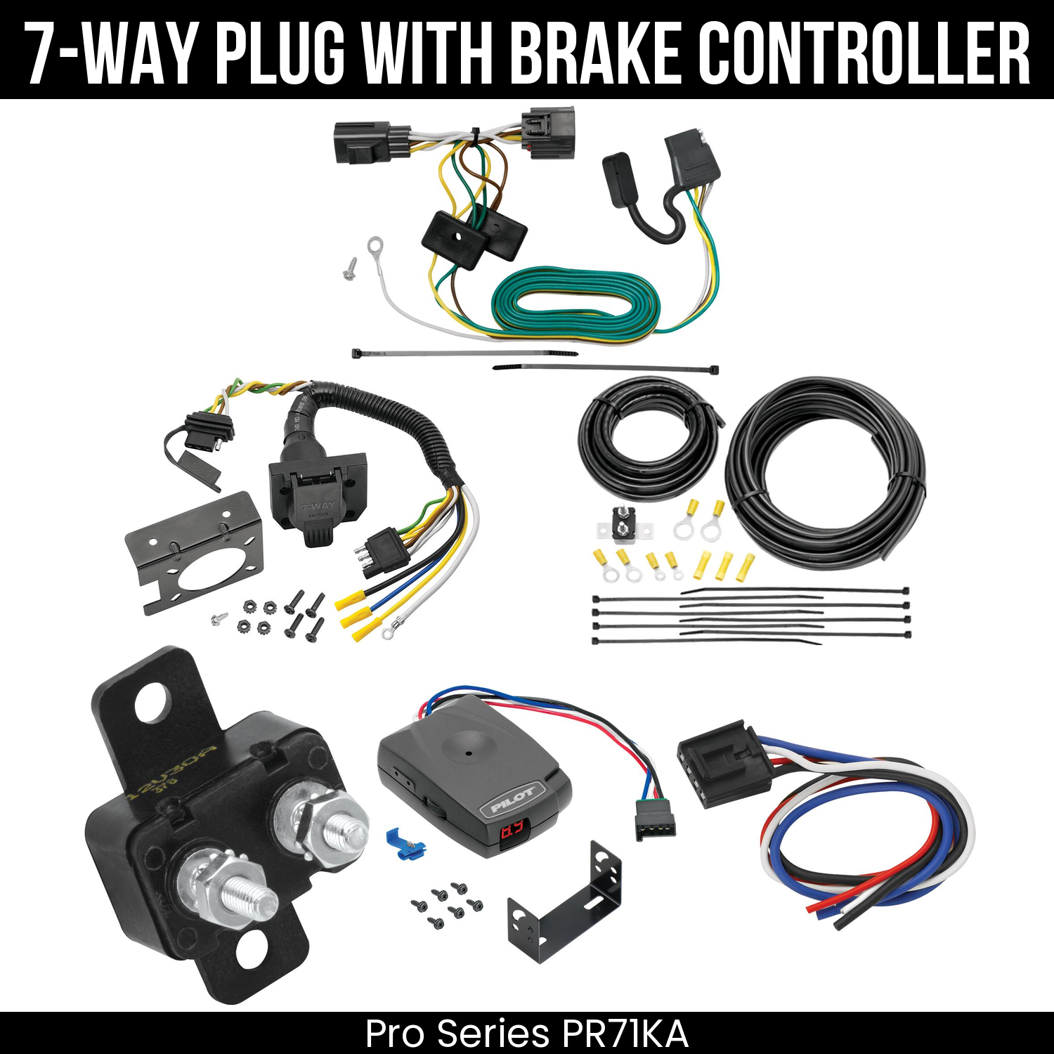 Trailer Wiring 7-Way Plug w/ Bracket , Pro Series Pilot Brake Control
