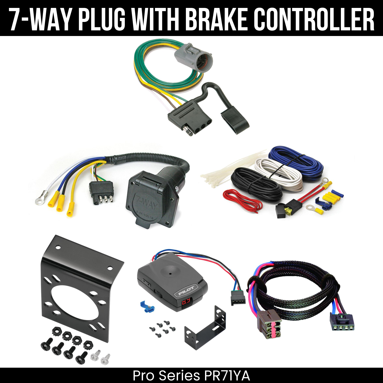 Trailer Wiring 7-Way Economy Plug w/ Bracket , Pro Series Pilot Brake Control
