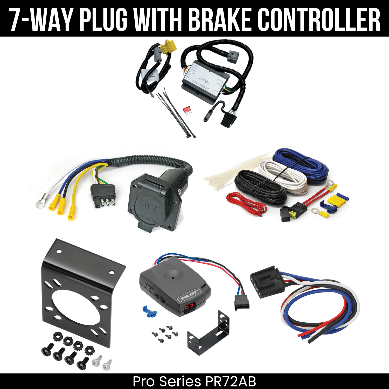 Trailer Wiring 7-Way Economy Plug w/ Bracket , Pro Series Pilot Brake Control