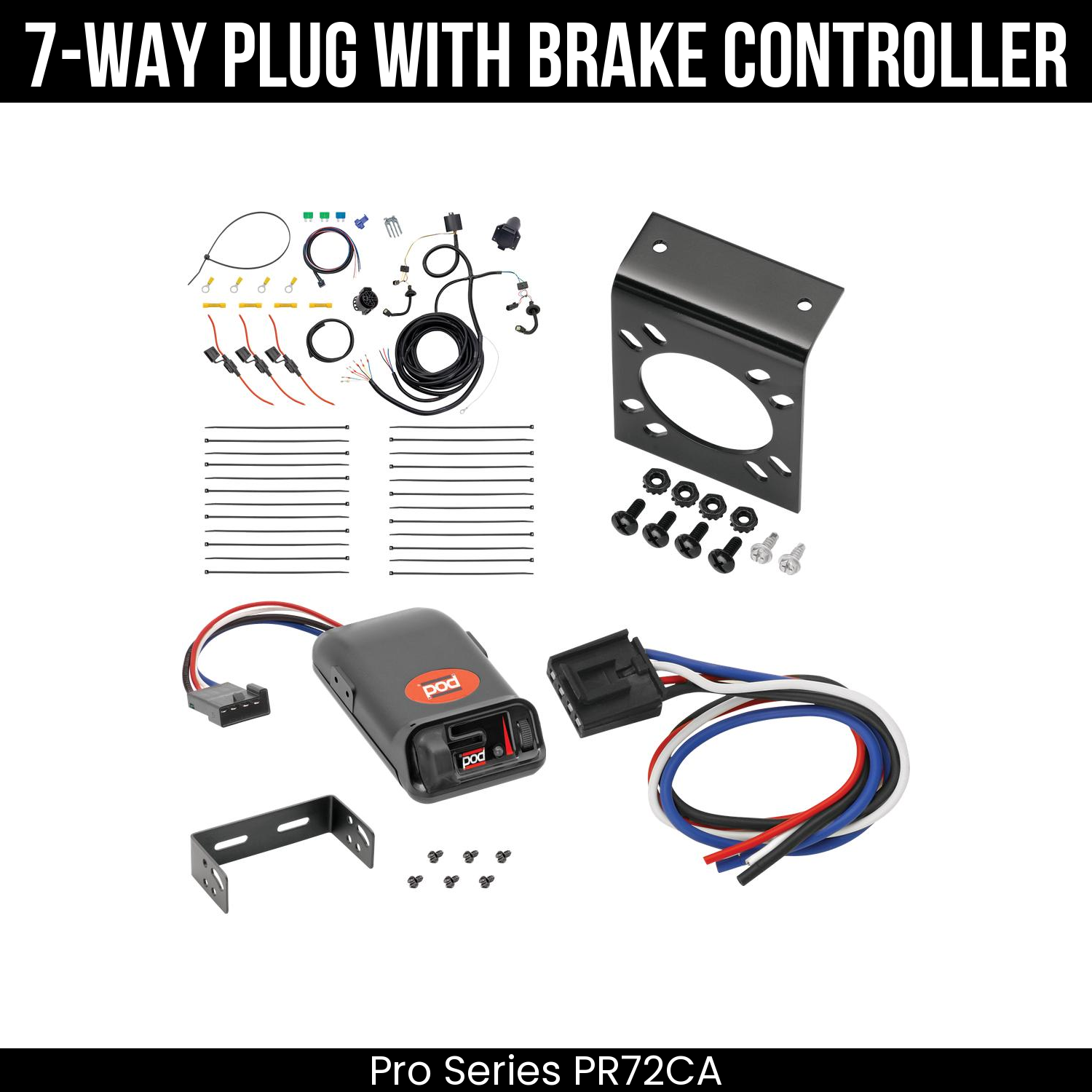 Trailer Wiring 7-Way Plug w/ Bracket , Pro Series POD Brake Control