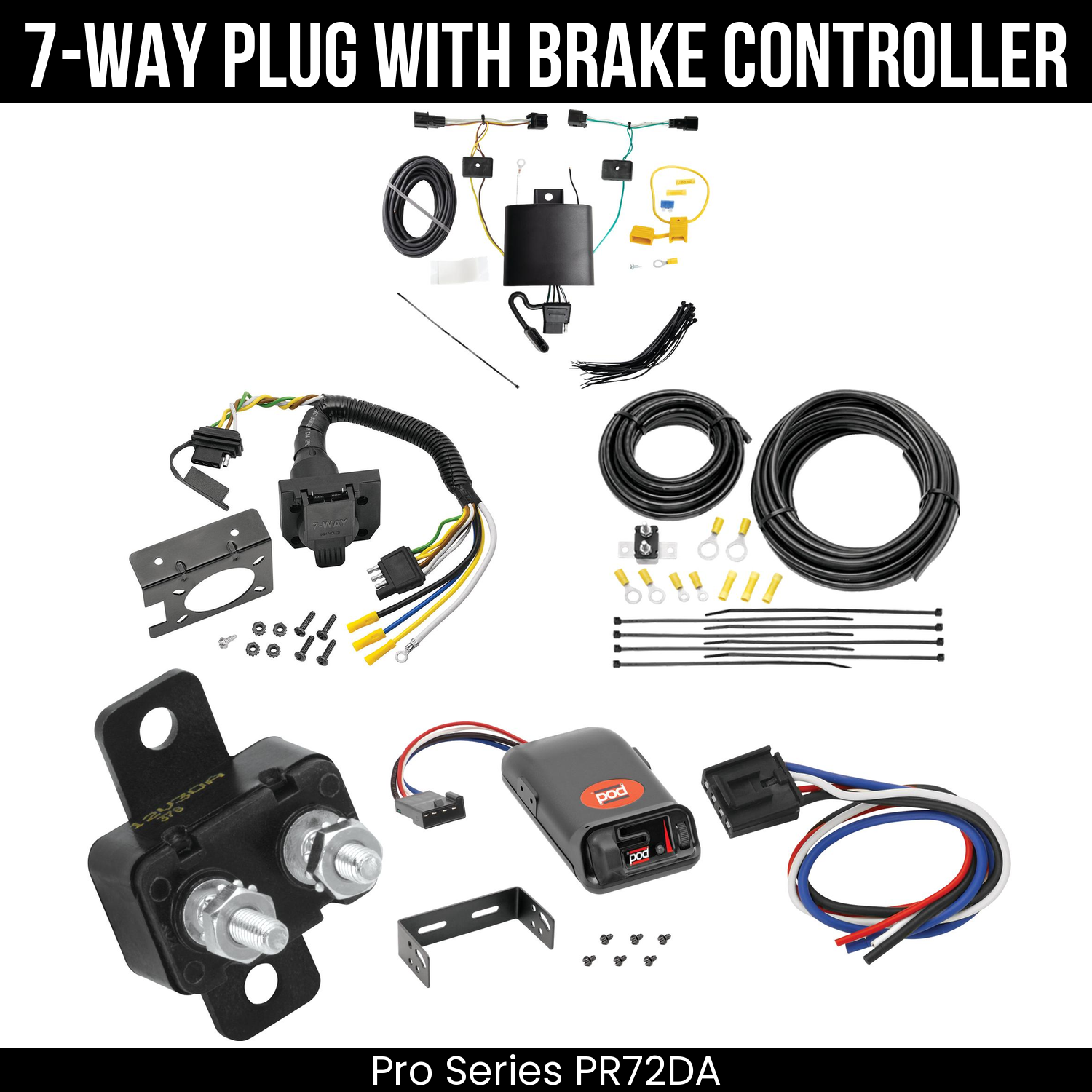 Trailer Wiring 7-Way Plug w/ Bracket , Pro Series POD Brake Control