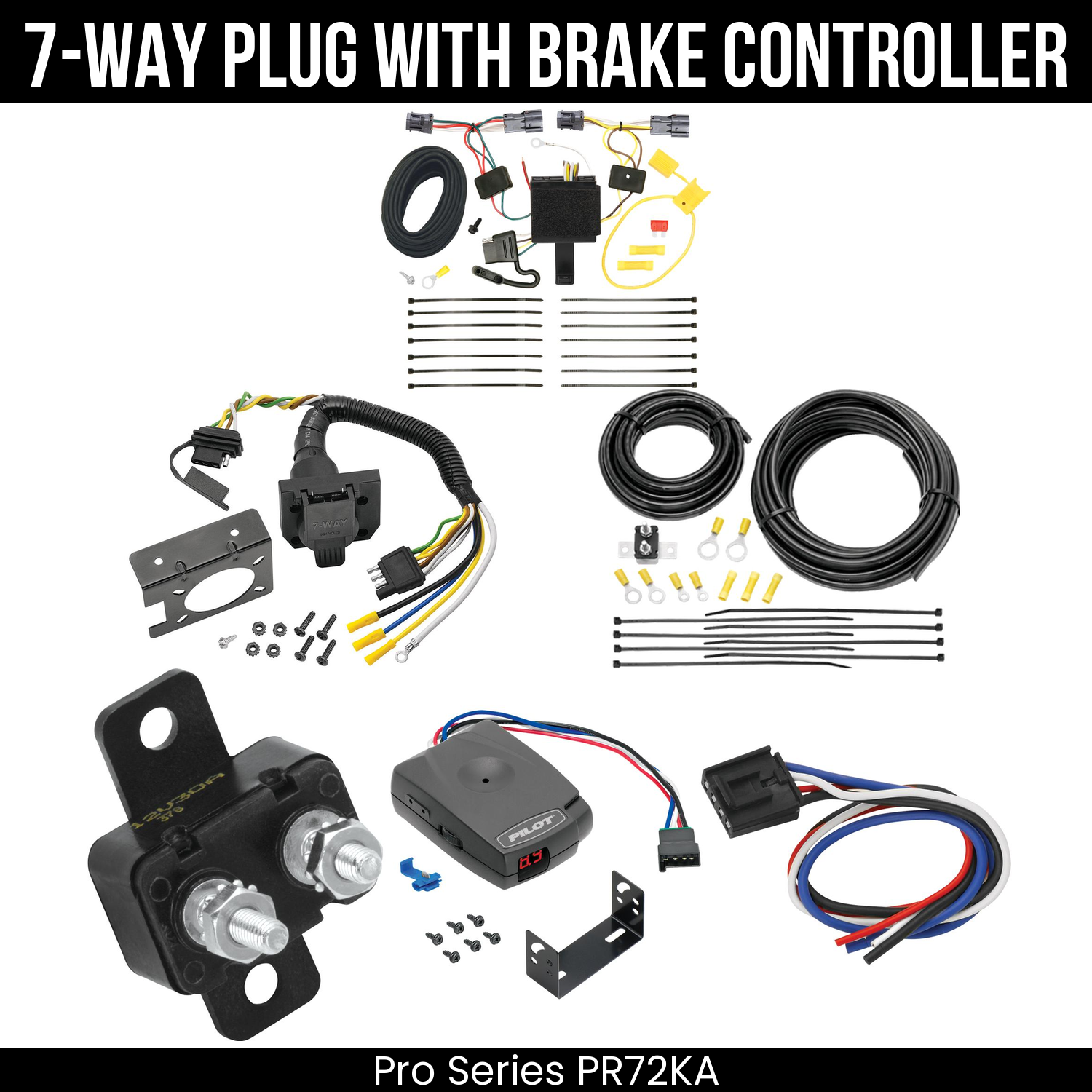 Trailer Wiring 7-Way Plug w/ Bracket , Pro Series Pilot Brake Control