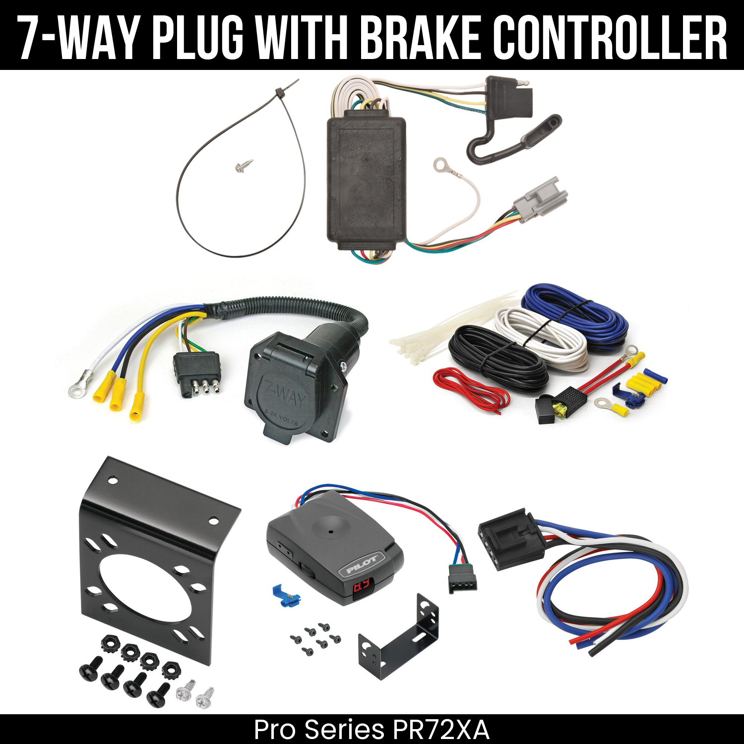 Trailer Wiring 7-Way Economy Plug w/ Bracket , Pro Series Pilot Brake Control