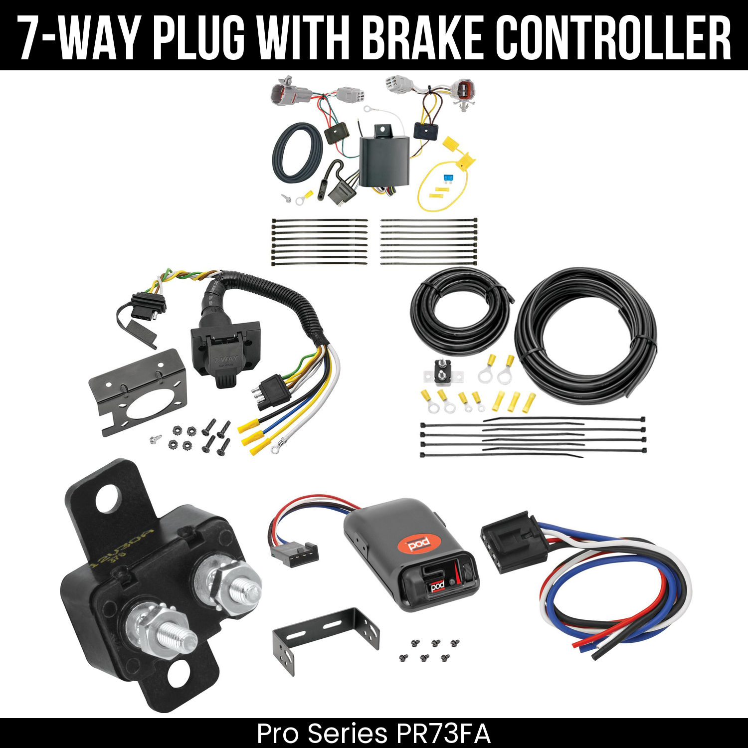 Trailer Wiring 7-Way Plug w/ Bracket , Pro Series POD Brake Control