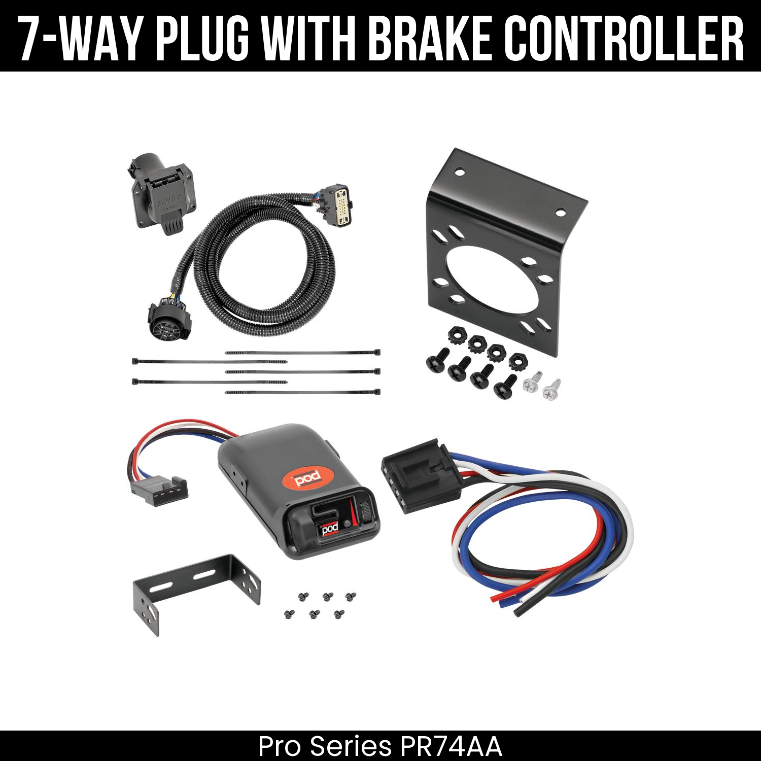Trailer Wiring 7-Way Plug w/ Bracket , Pro Series POD Brake Control