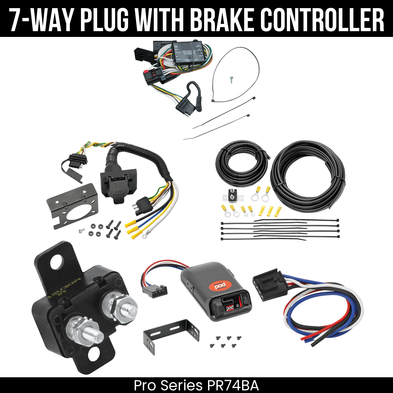 Trailer Wiring 7-Way Plug w/ Bracket , Pro Series POD Brake Control