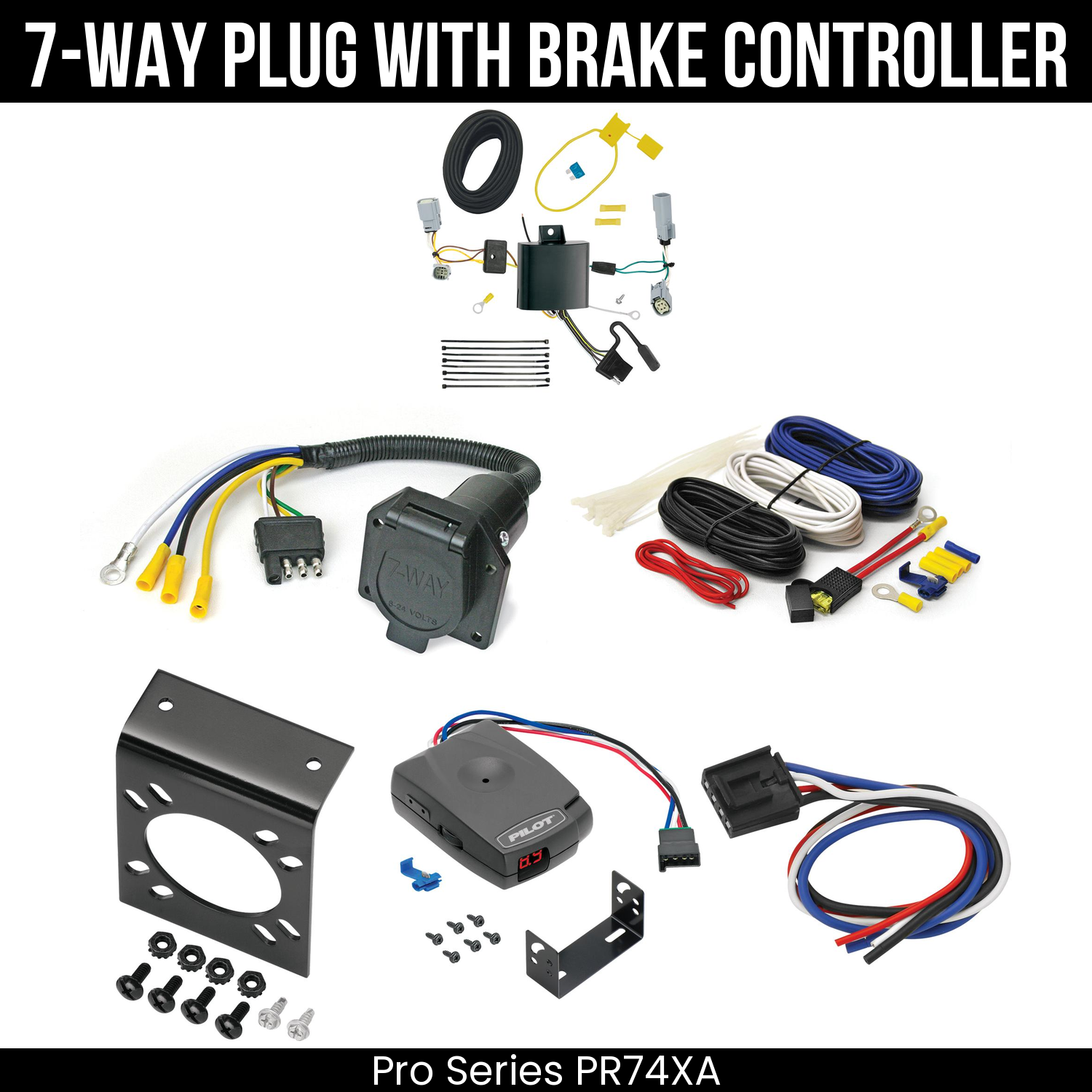 Trailer Wiring 7-Way Economy Plug w/ Bracket , Pro Series Pilot Brake Control