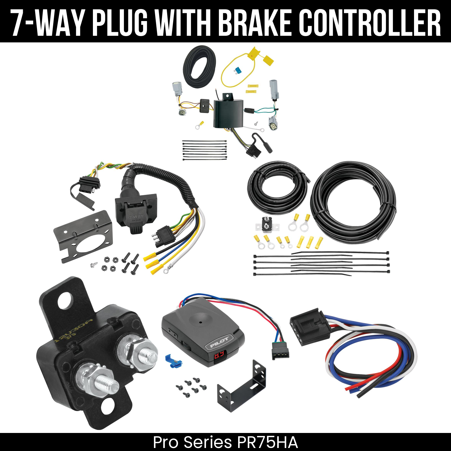 Trailer Wiring 7-Way Plug w/ Bracket , Pro Series Pilot Brake Control