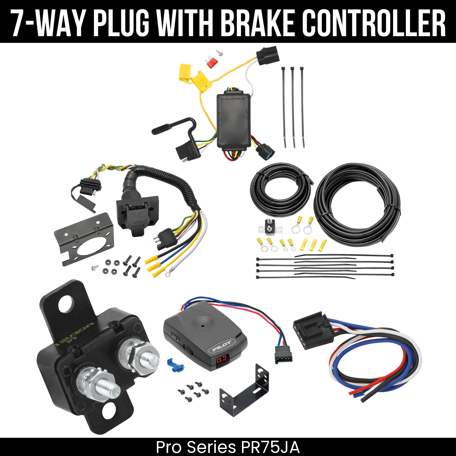 Trailer Wiring 7-Way Plug w/ Bracket , Pro Series Pilot Brake Control