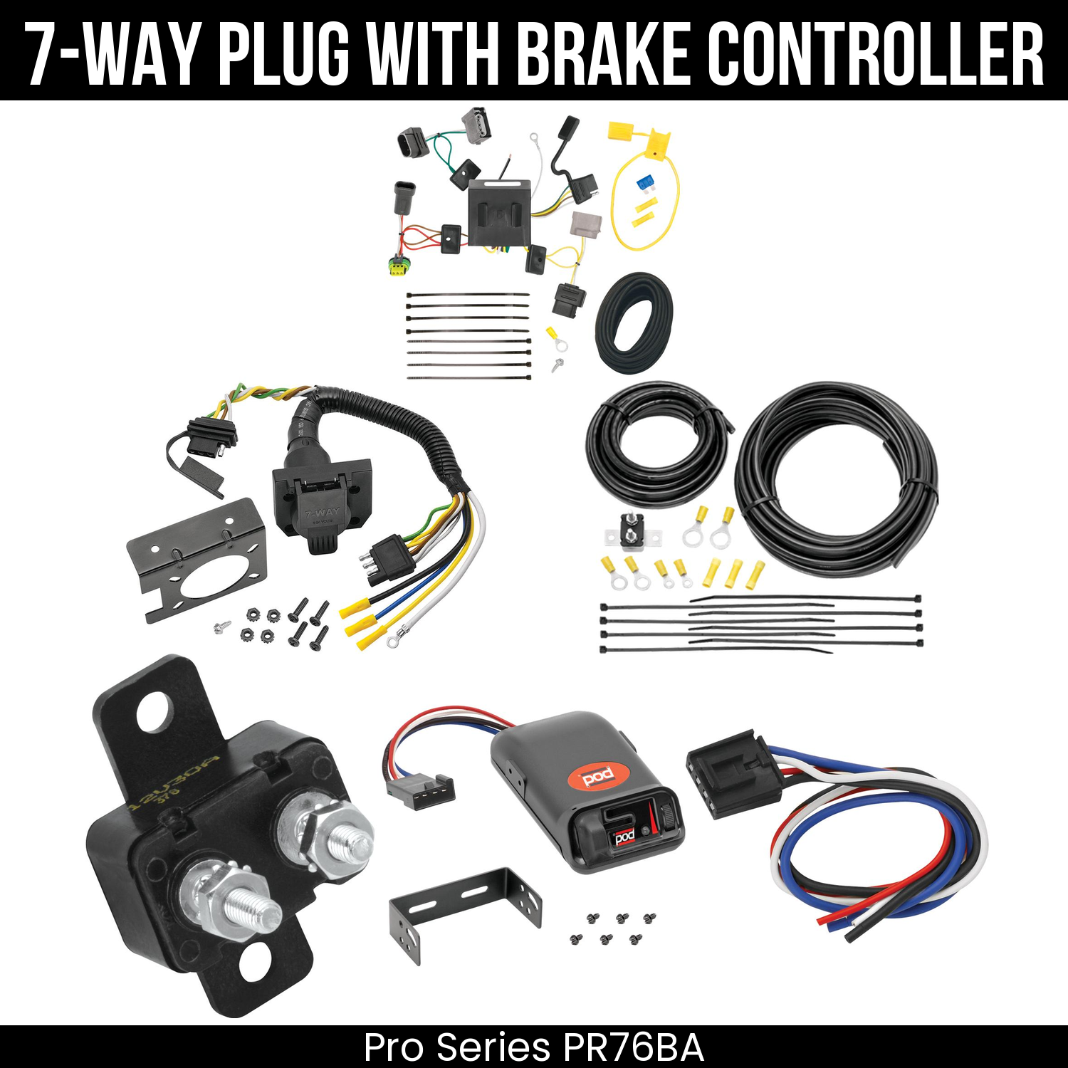 Trailer Wiring 7-Way Plug w/ Bracket , Pro Series POD Brake Control