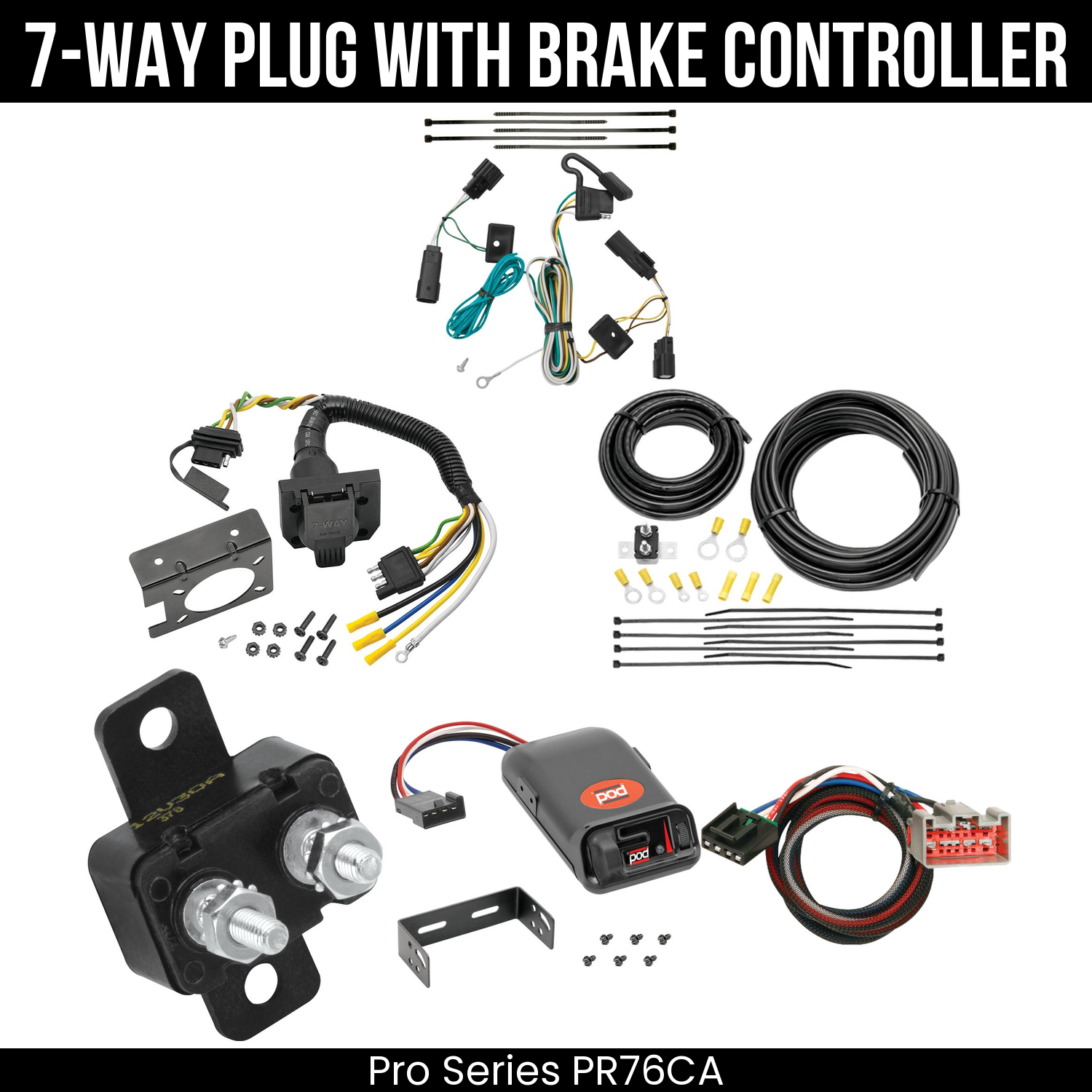 Trailer Wiring 7-Way Plug w/ Bracket , Pro Series POD Brake Control