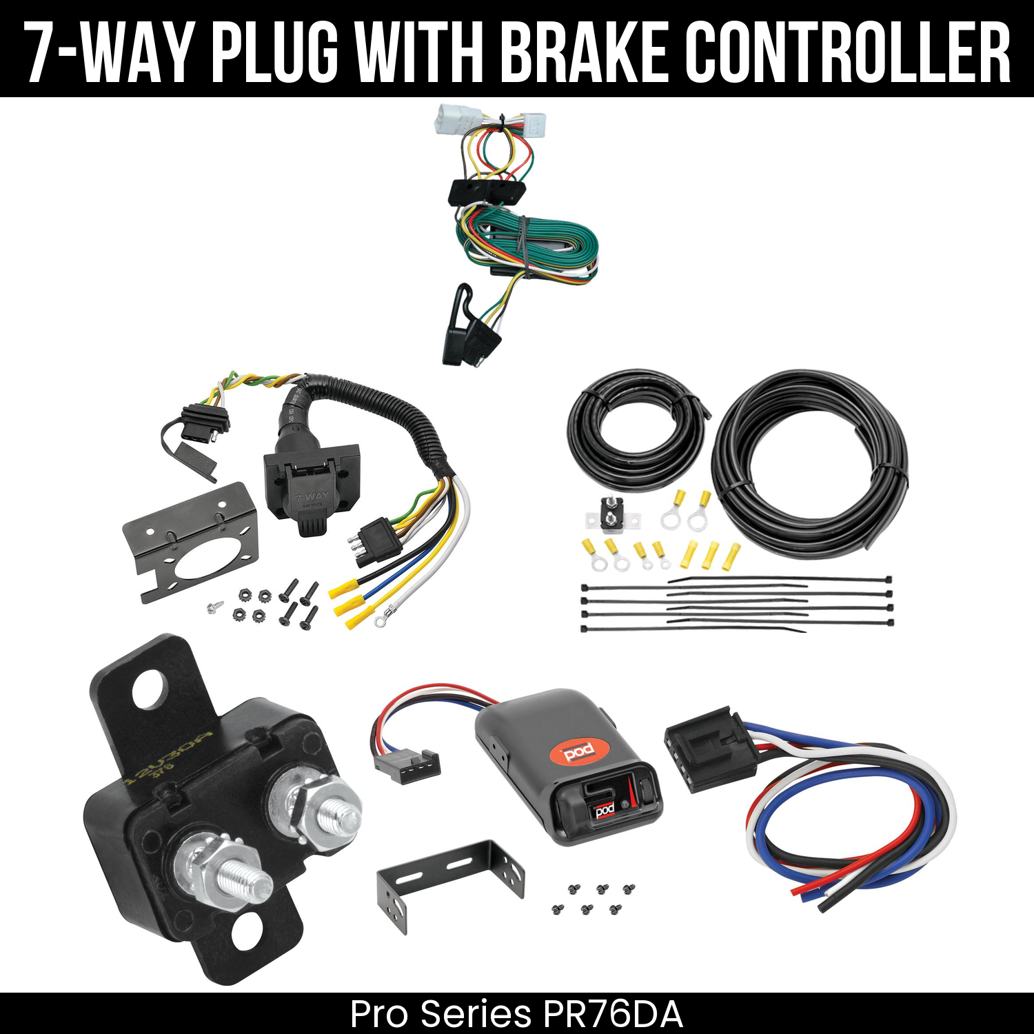 Trailer Wiring 7-Way Plug w/ Bracket , Pro Series POD Brake Control