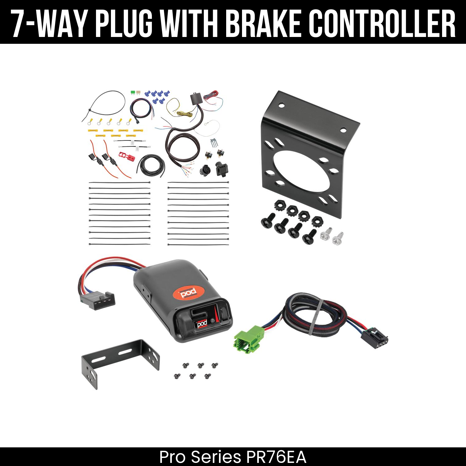 Trailer Wiring 7-Way Plug w/ Bracket , Pro Series POD Brake Control