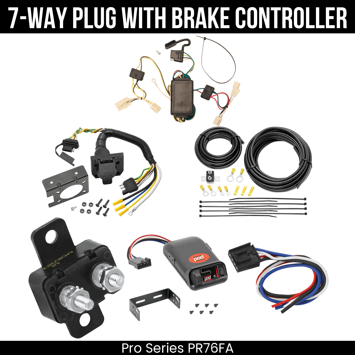 Trailer Wiring 7-Way Plug w/ Bracket , Pro Series POD Brake Control