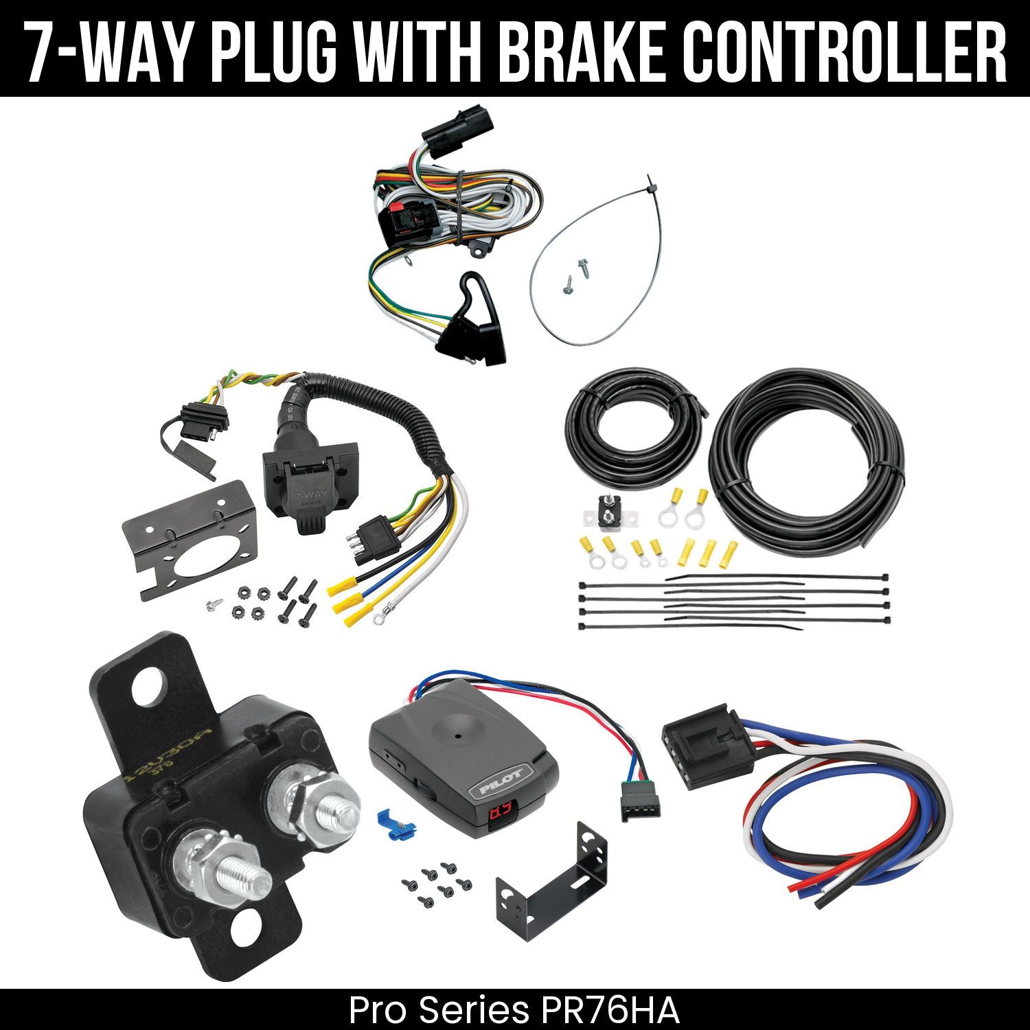 Trailer Wiring 7-Way Plug w/ Bracket , Pro Series Pilot Brake Control