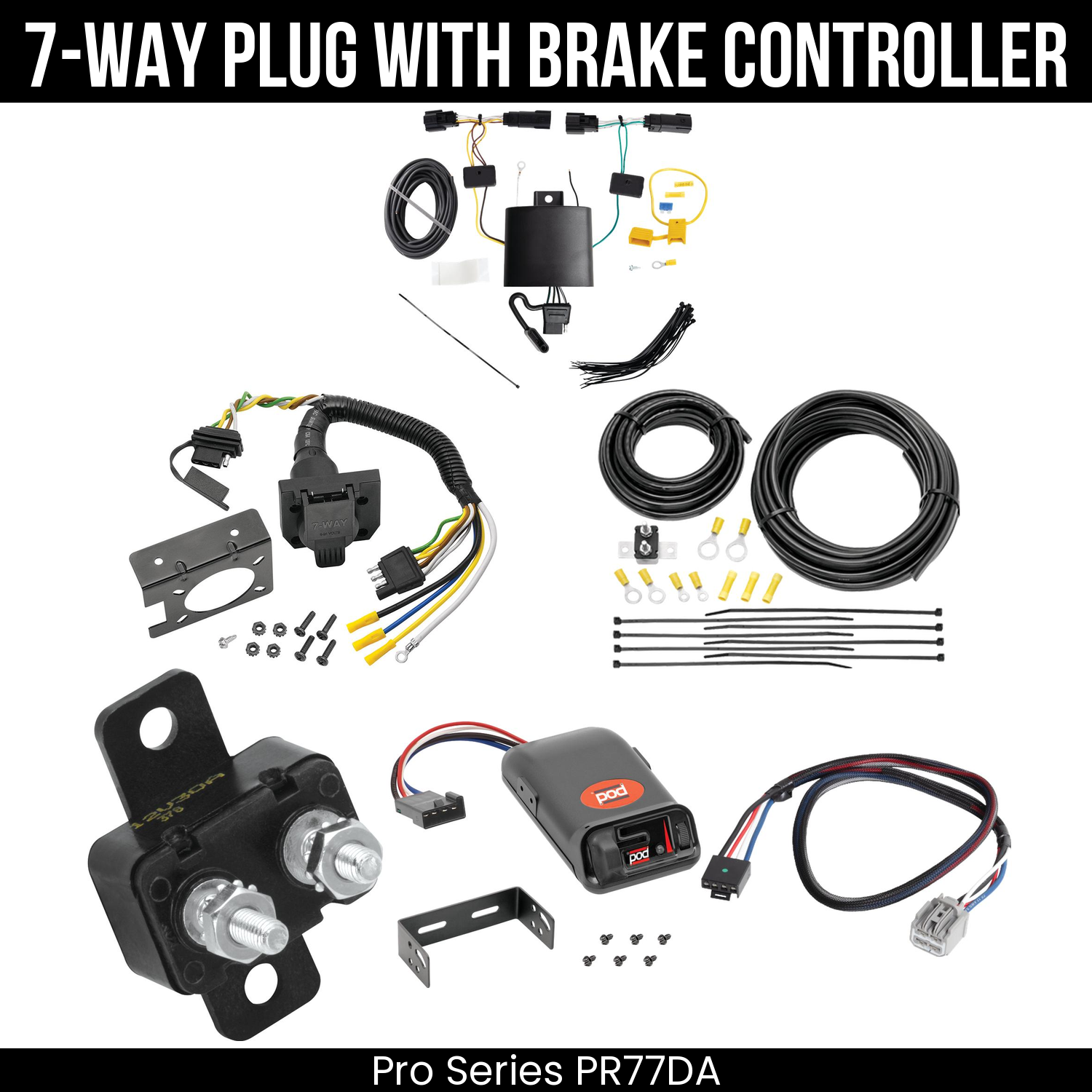 Trailer Wiring 7-Way Plug w/ Bracket , Pro Series POD Brake Control