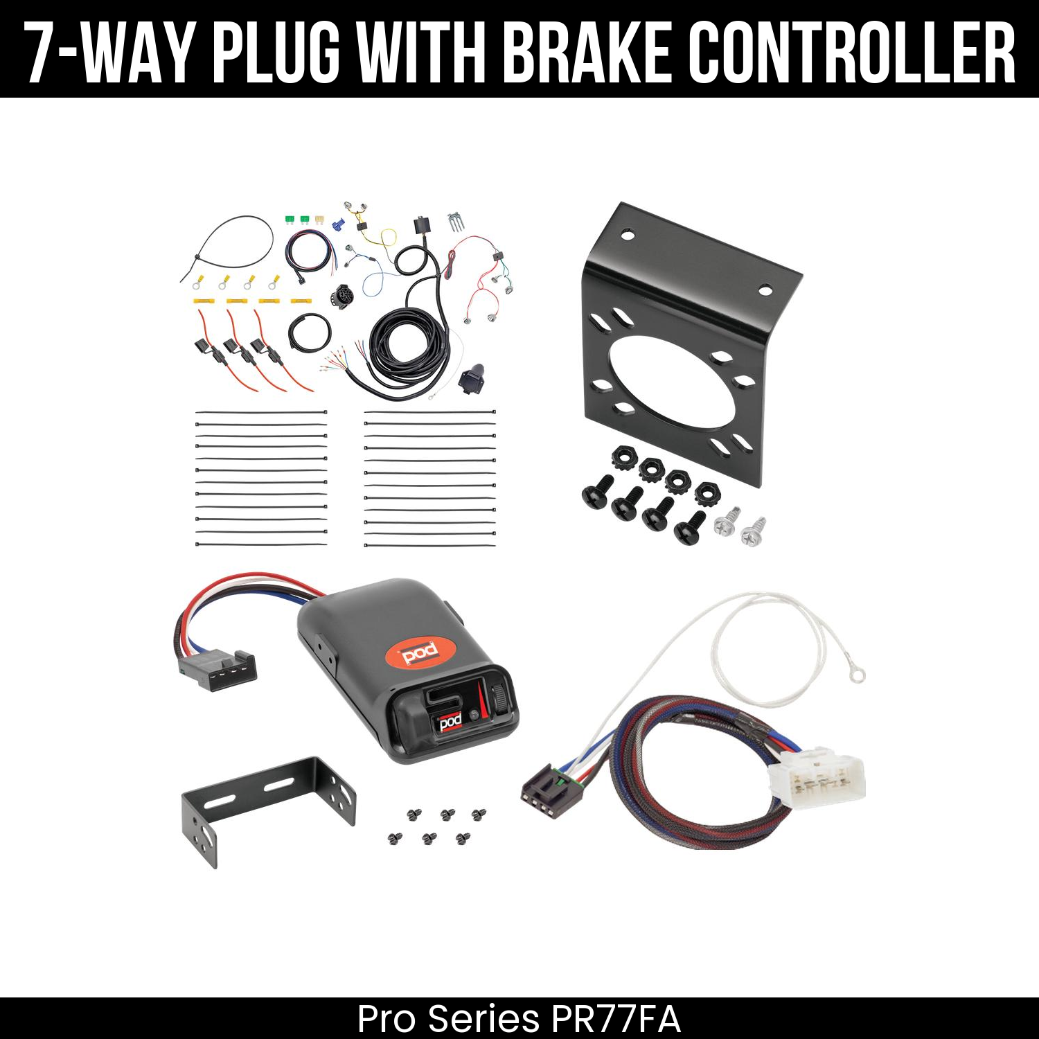 Trailer Wiring 7-Way Plug w/ Bracket , Pro Series POD Brake Control