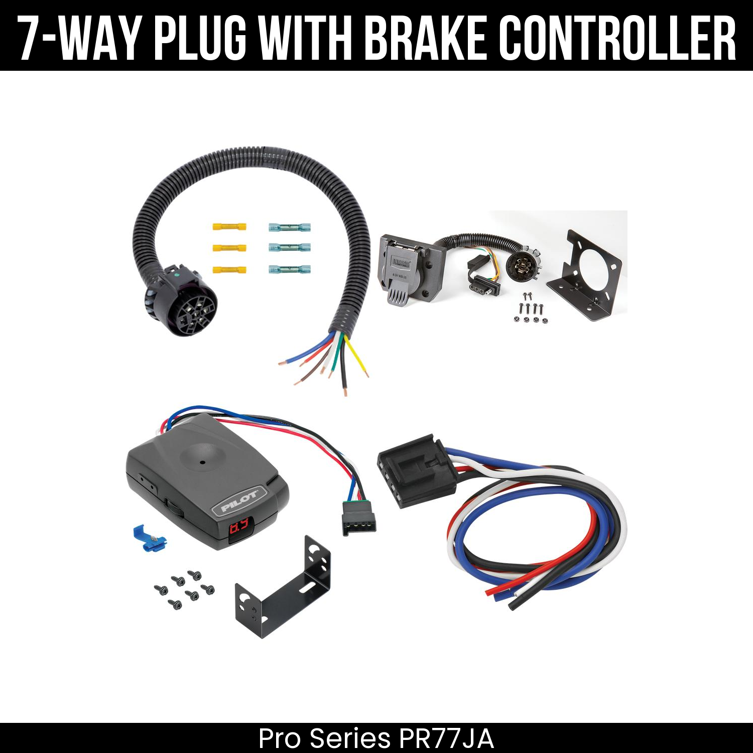 Trailer Wiring 7-Way Plug w/ Bracket , Pro Series Pilot Brake Control