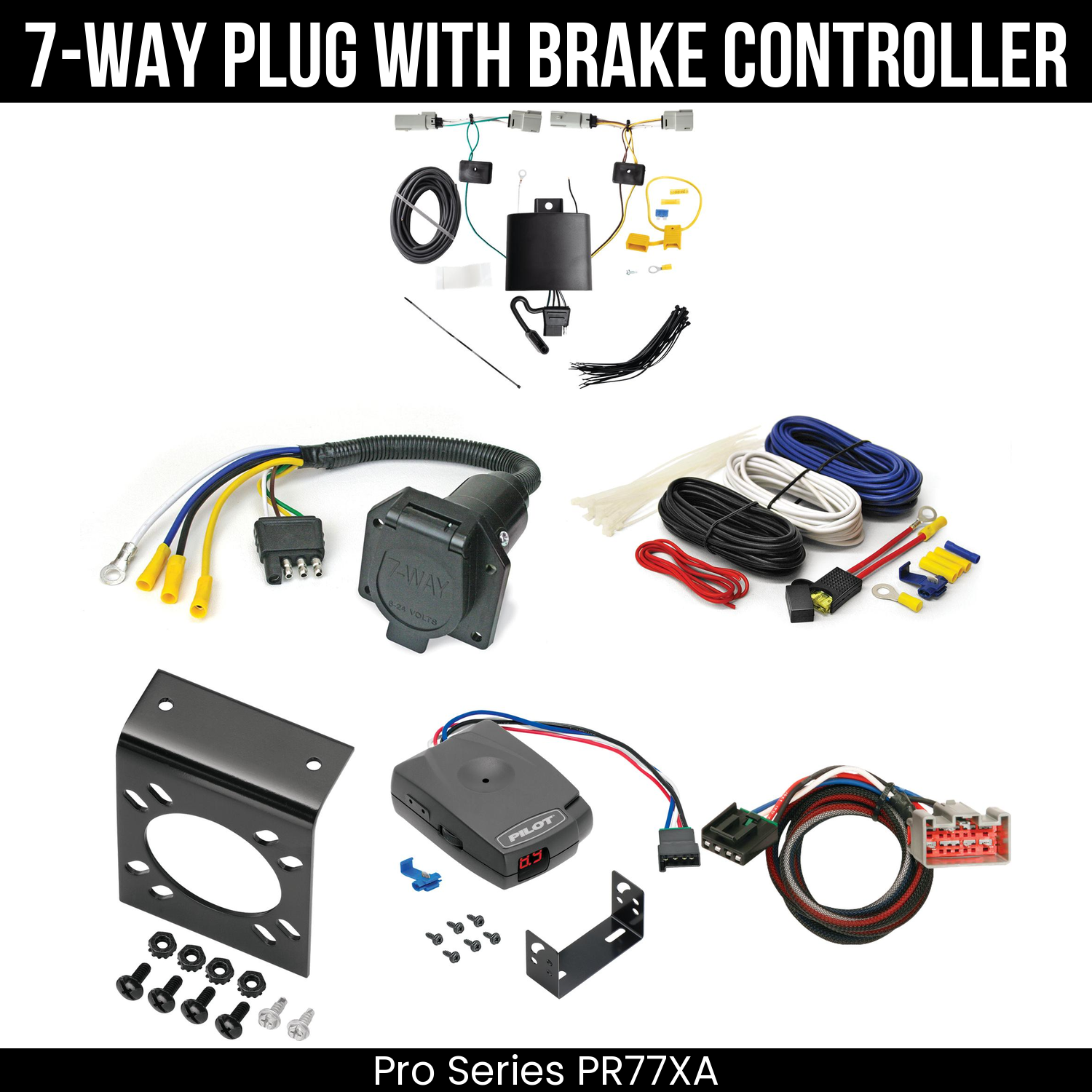 Trailer Wiring 7-Way Economy Plug w/ Bracket , Pro Series Pilot Brake Control