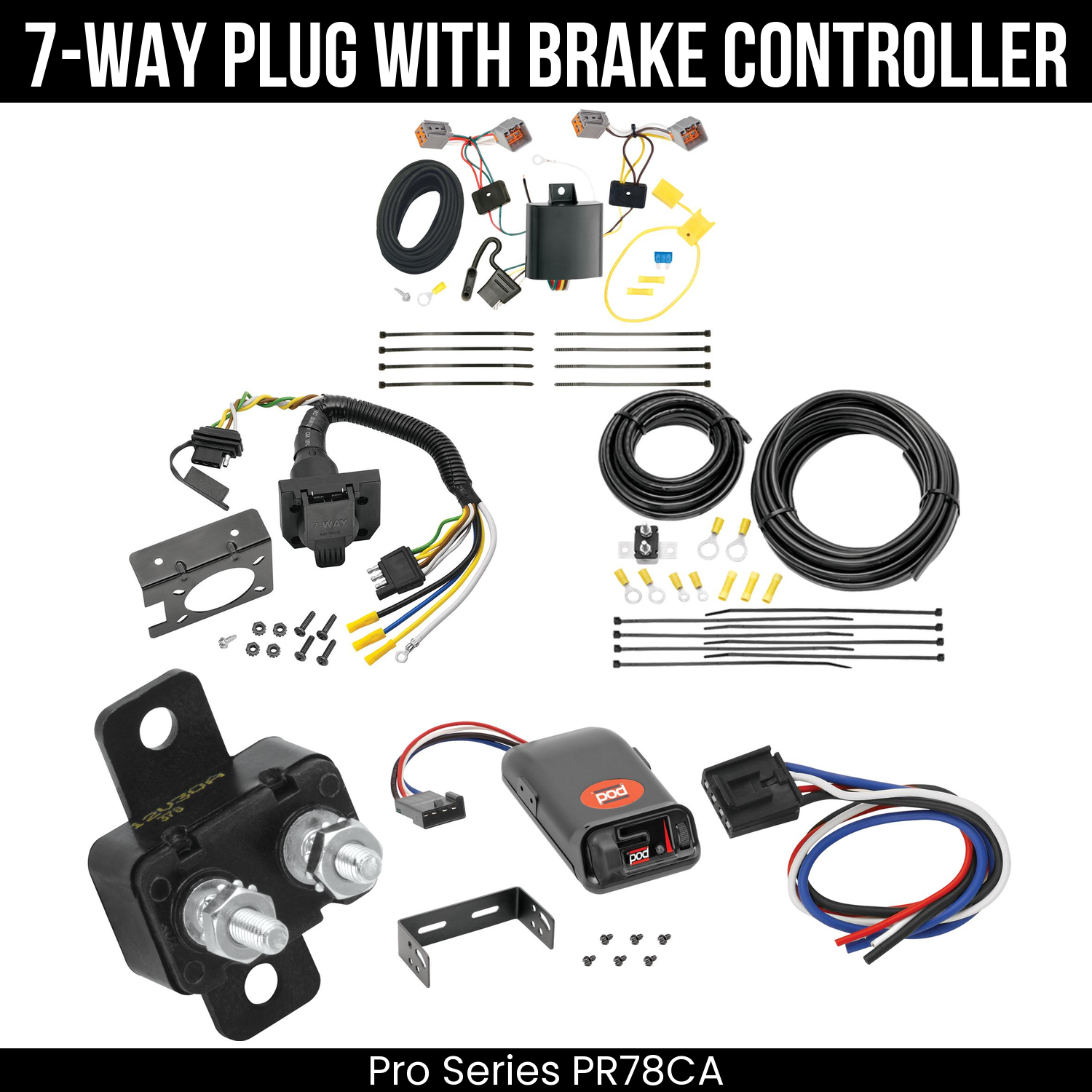 Trailer Wiring 7-Way Plug w/ Bracket , Pro Series POD Brake Control