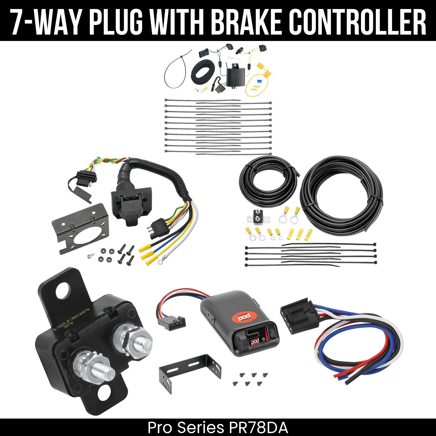 Trailer Wiring 7-Way Plug w/ Bracket , Pro Series POD Brake Control