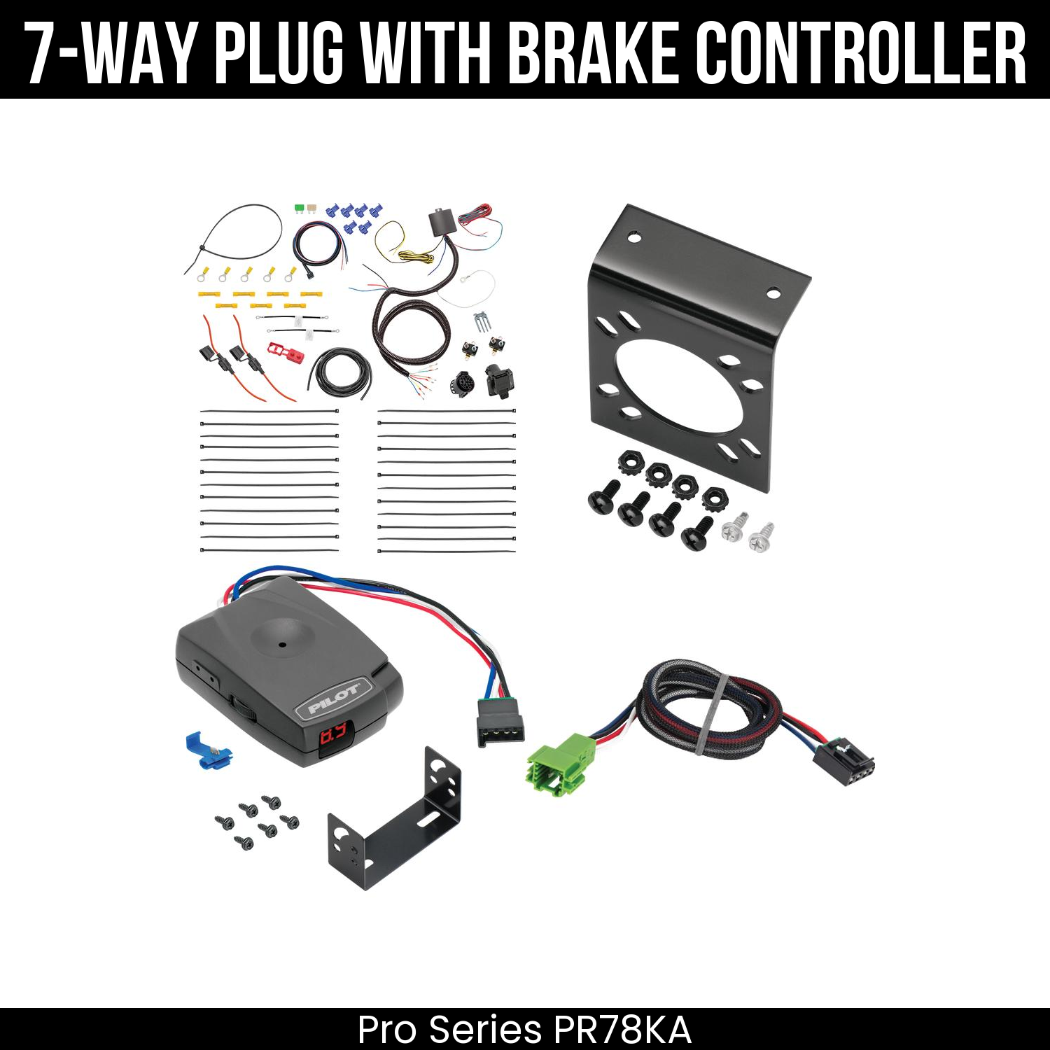 Trailer Wiring 7-Way Plug w/ Bracket , Pro Series Pilot Brake Control