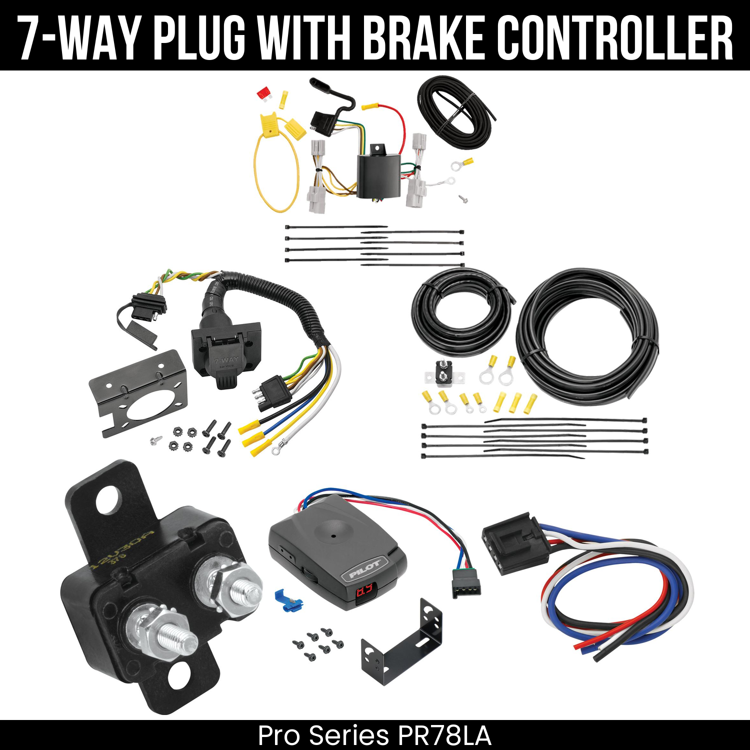 Trailer Wiring 7-Way Plug w/ Bracket , Pro Series Pilot Brake Control