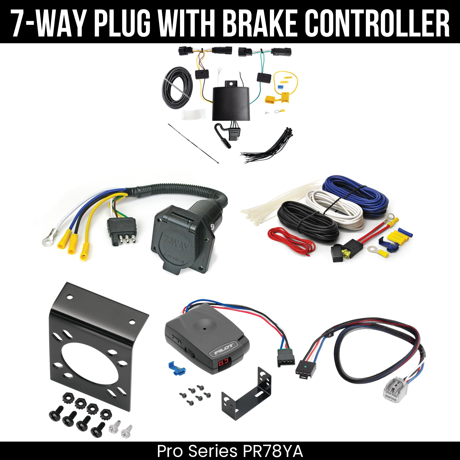 Trailer Wiring 7-Way Economy Plug w/ Bracket , Pro Series Pilot Brake Control